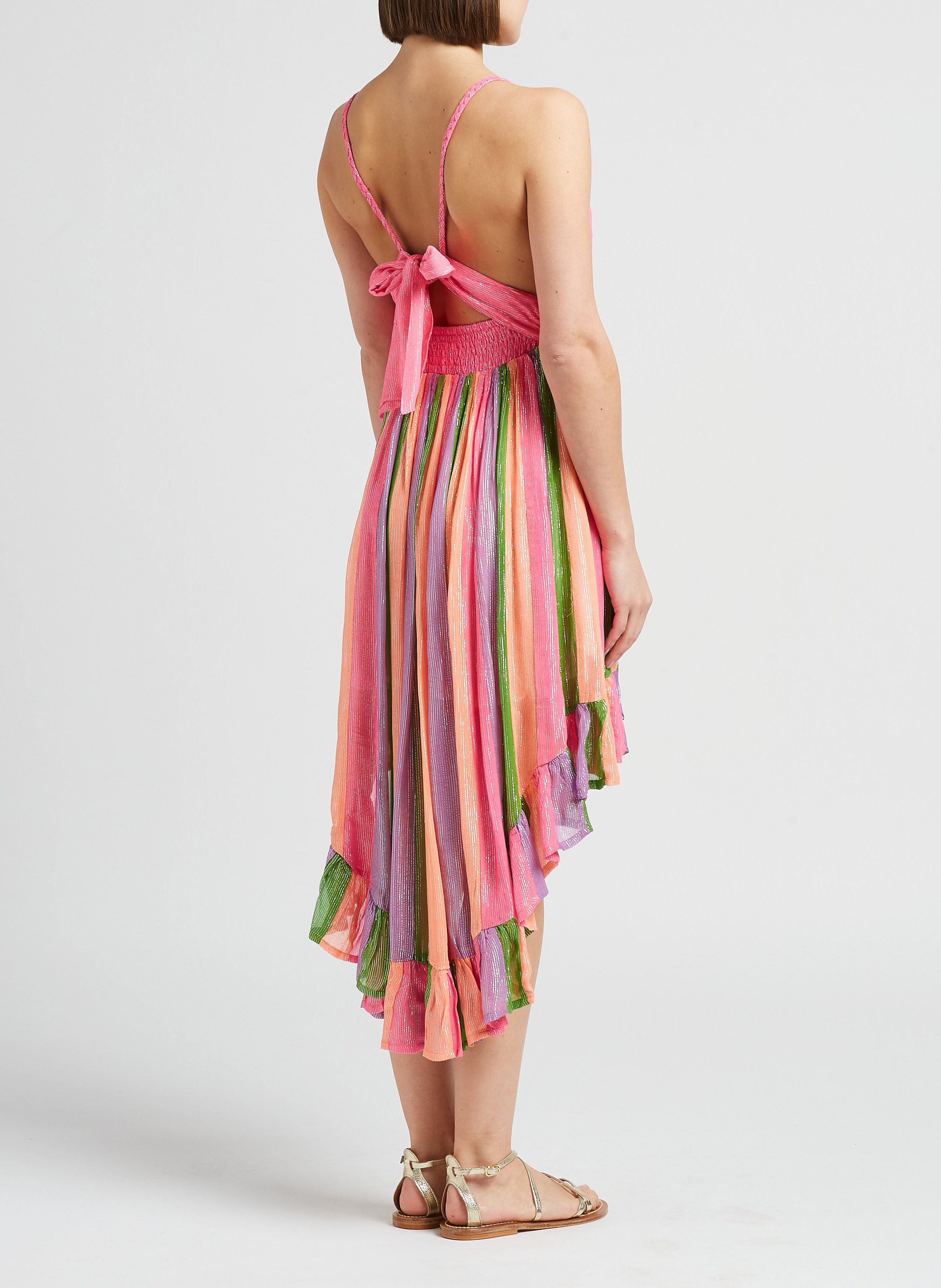 Kurzkleid mit V-Ausschnitt aus Metallic-Garn SUNDRESS Rosa