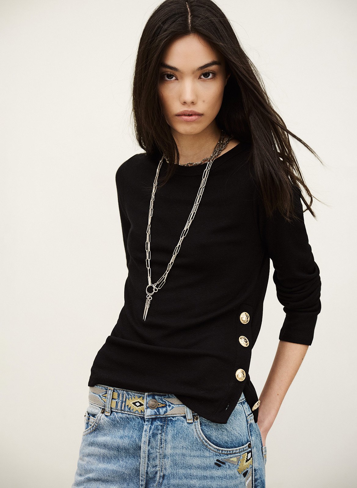 Straight ribbed round neck T-shirt BA&SH