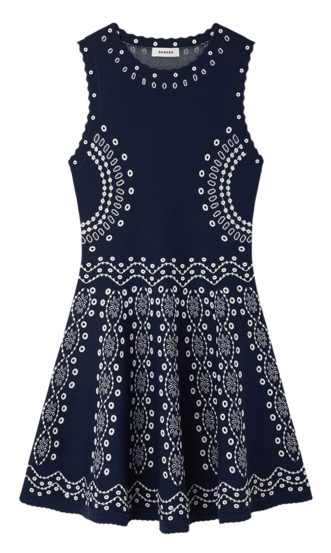 Robe courte col rond imprimé SANDRO Bleu