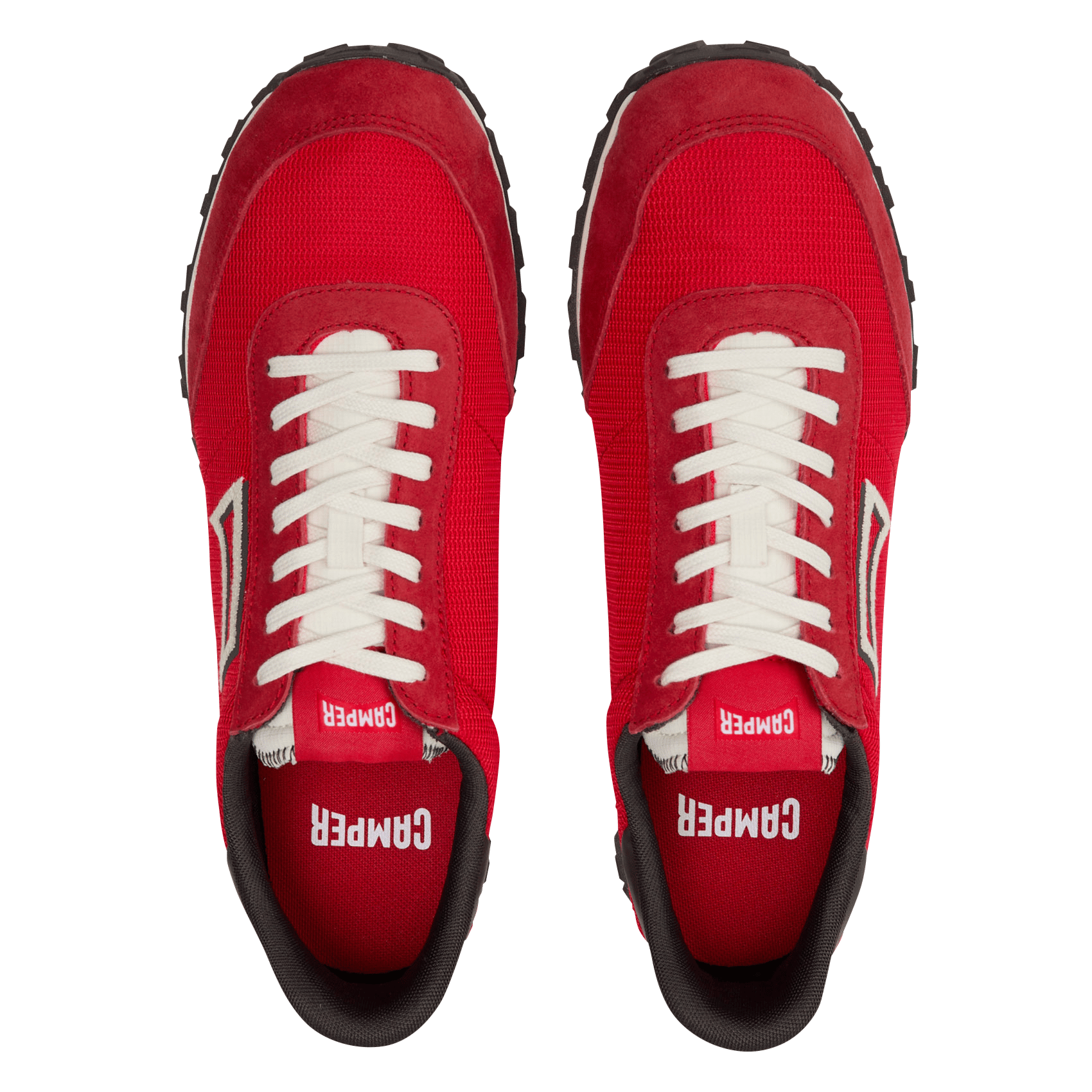 Low-top lace-up sneakers in two materials CAMPER Red