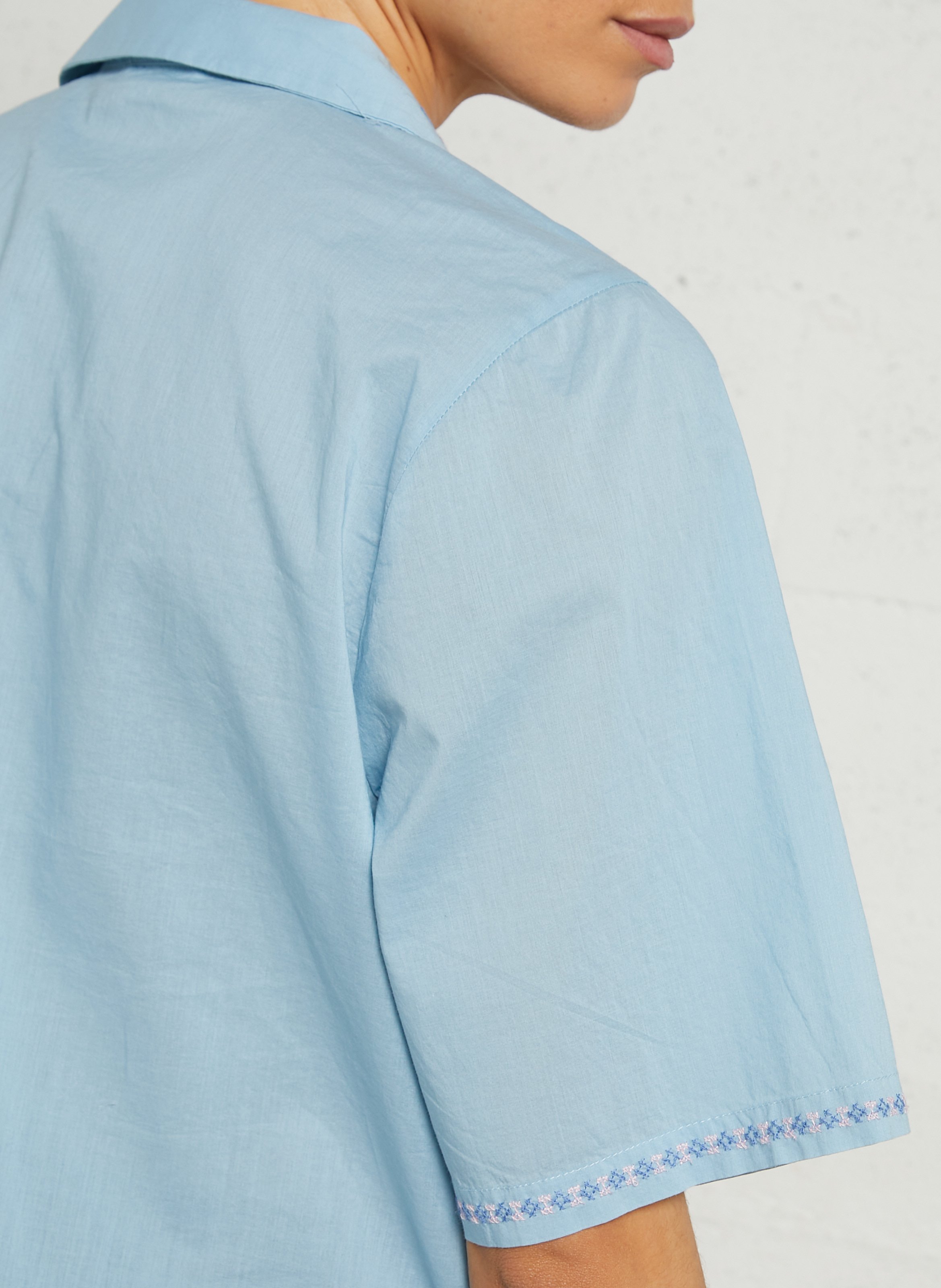 Chemise oversize en coton bio brodé LOUISE MISHA Bleu