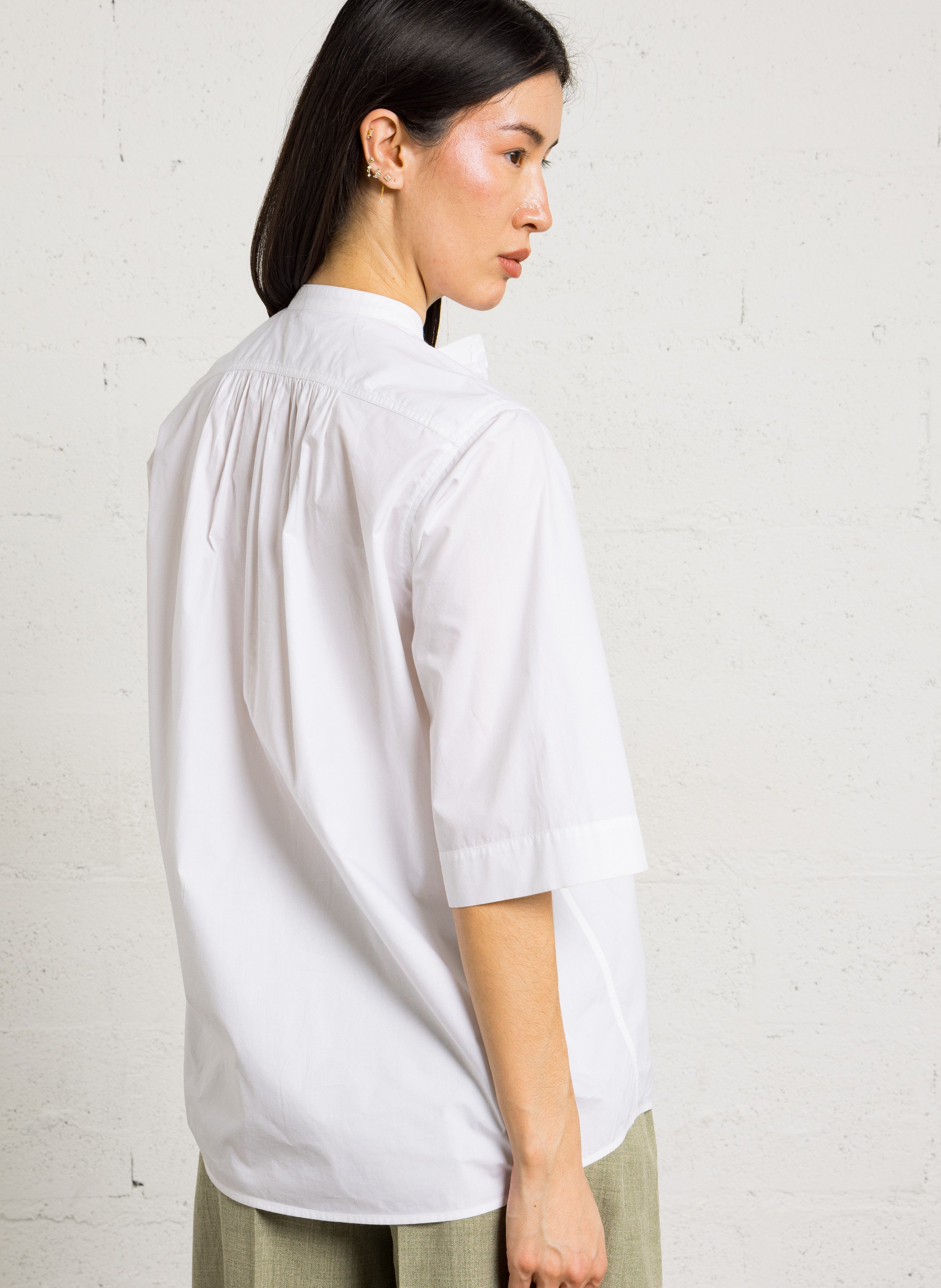 Round neck frilled blouse LAURENCE BRAS White