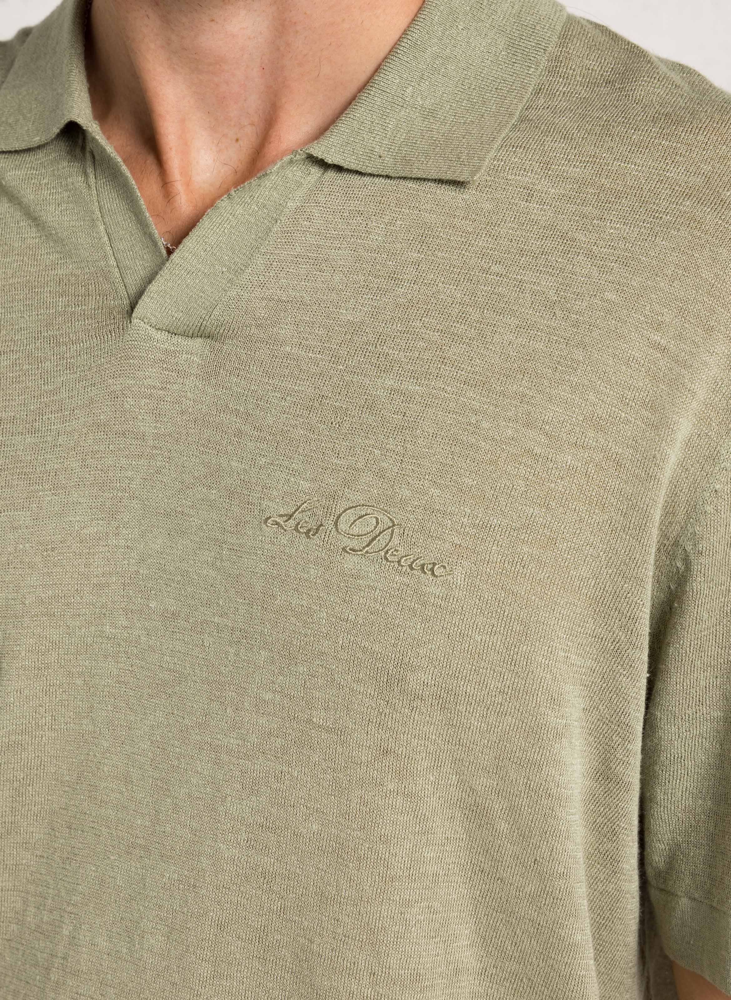 Regular-fit linen and cotton polo shirt LES DEUX Green