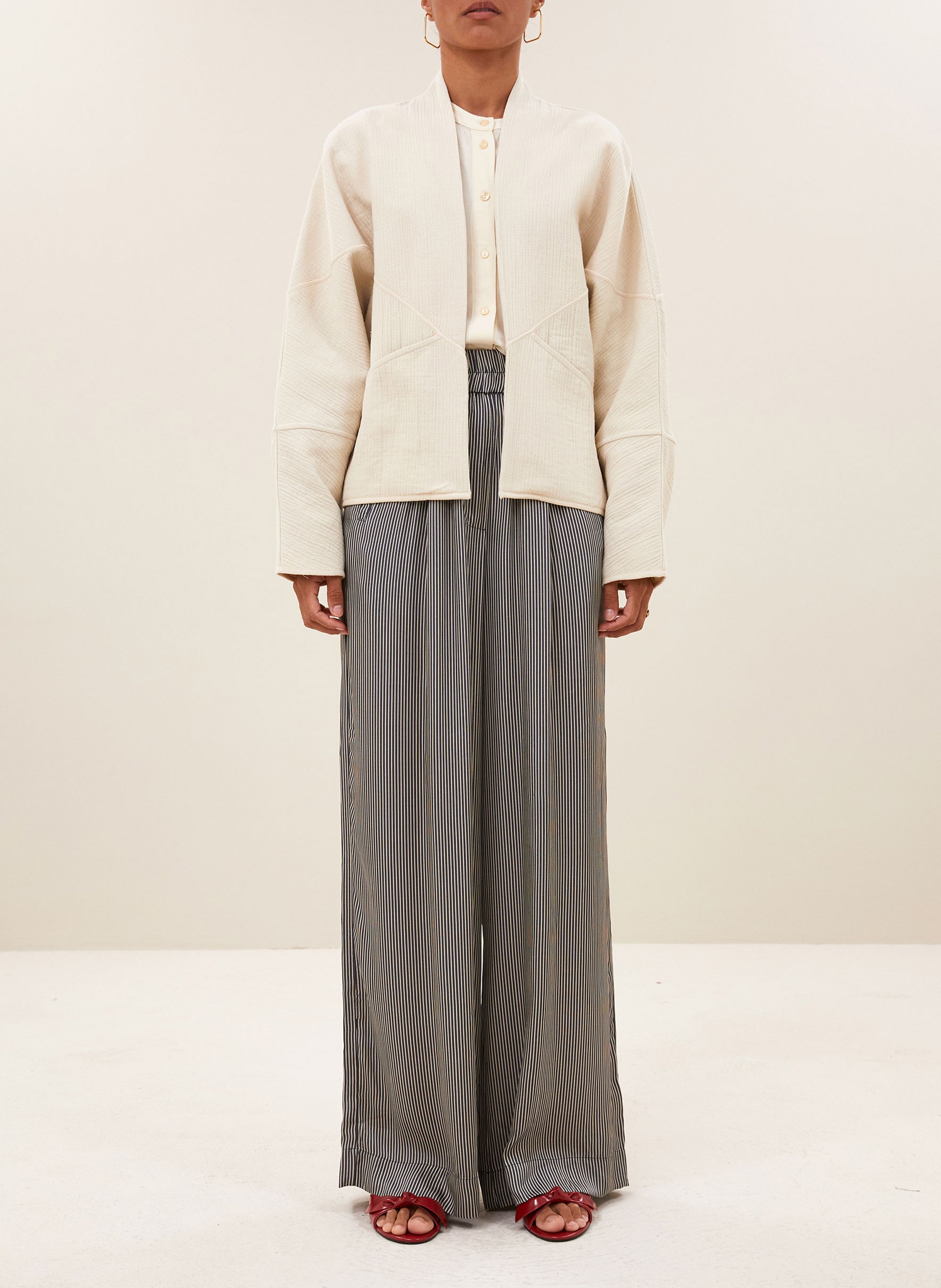 Veste sans col en coton BY BAR Beige