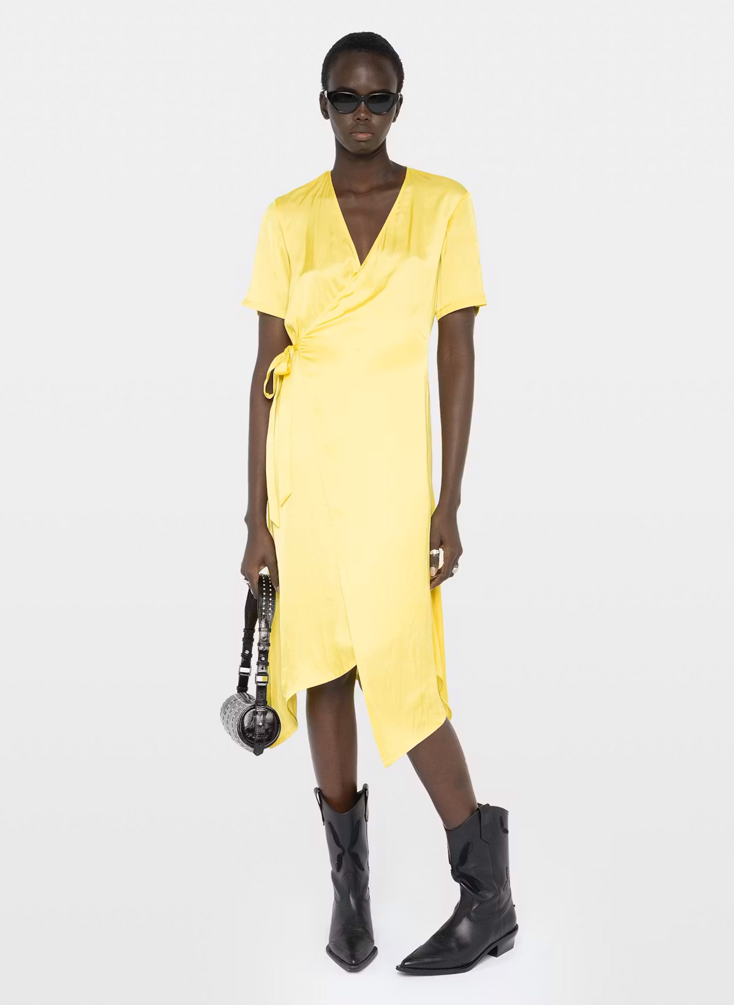 Robe midi portefeuille satinée ZADIG&VOLTAIRE Jaune