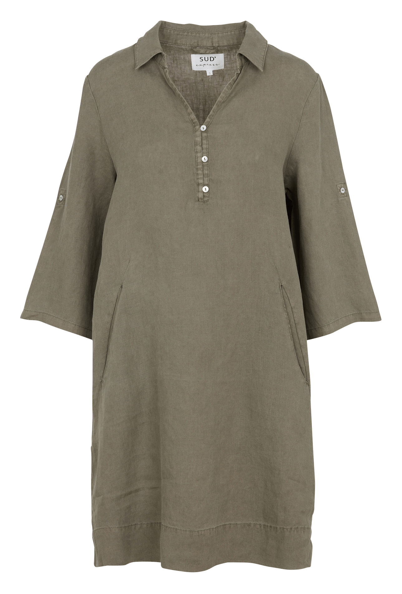 Robe midi col V en lin SUD EXPRESS