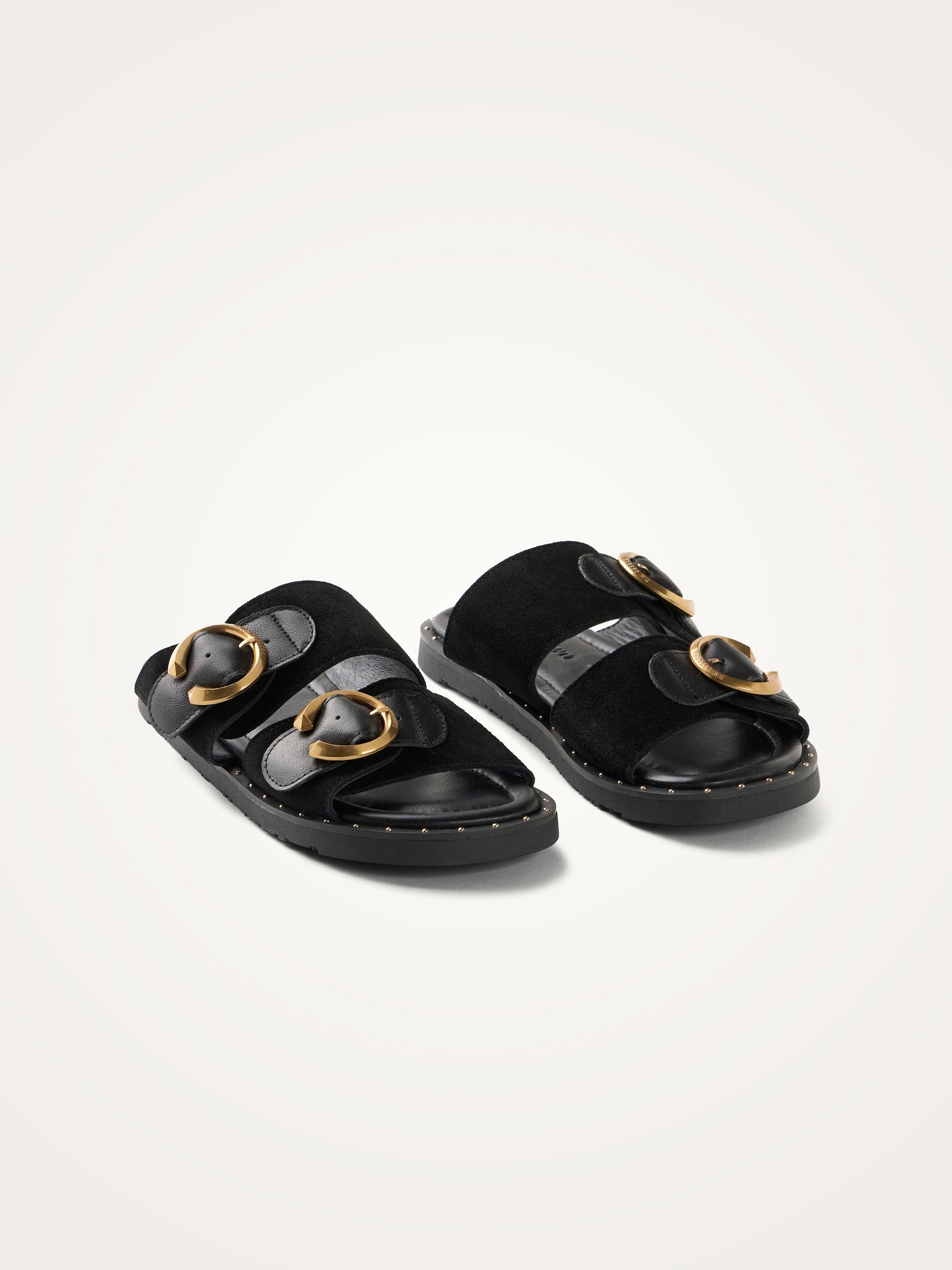 Leather and suede strap mules VANESSA WU Black