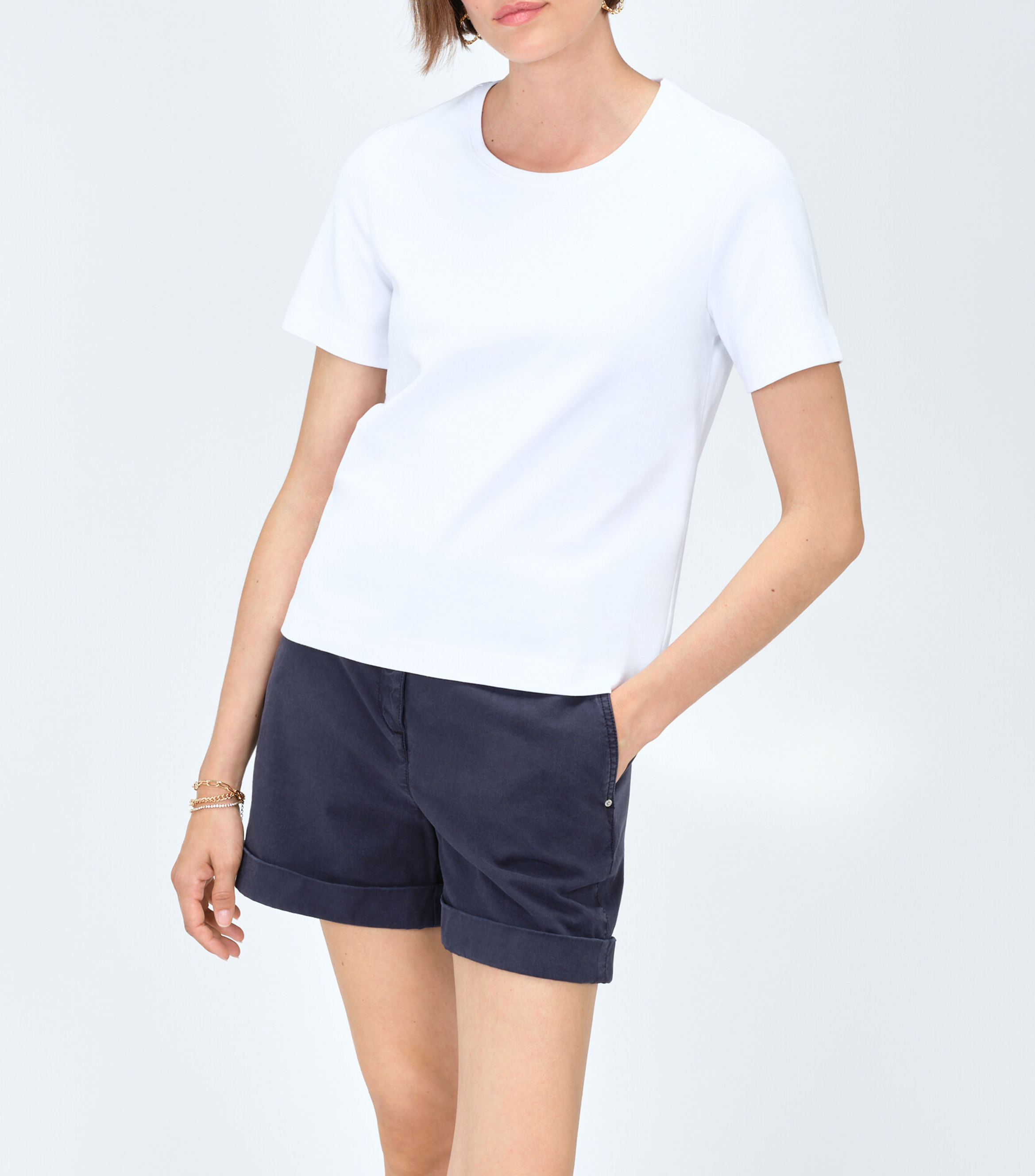 Baumwoll-Pullover mit Rundhalsausschnitt CAROLL Weiss