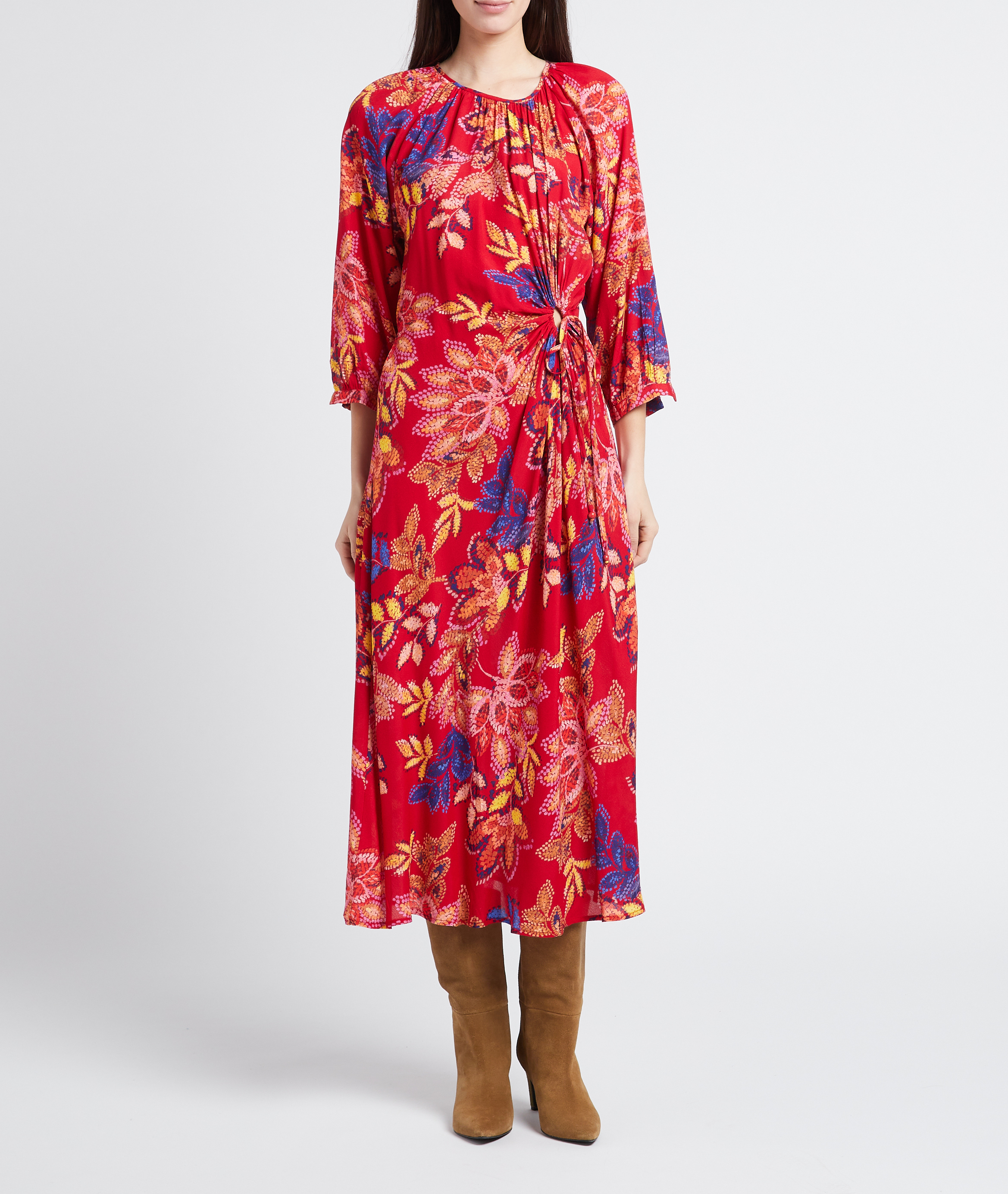 Round-neck printed midi dress LA PETITE ETOILE Red