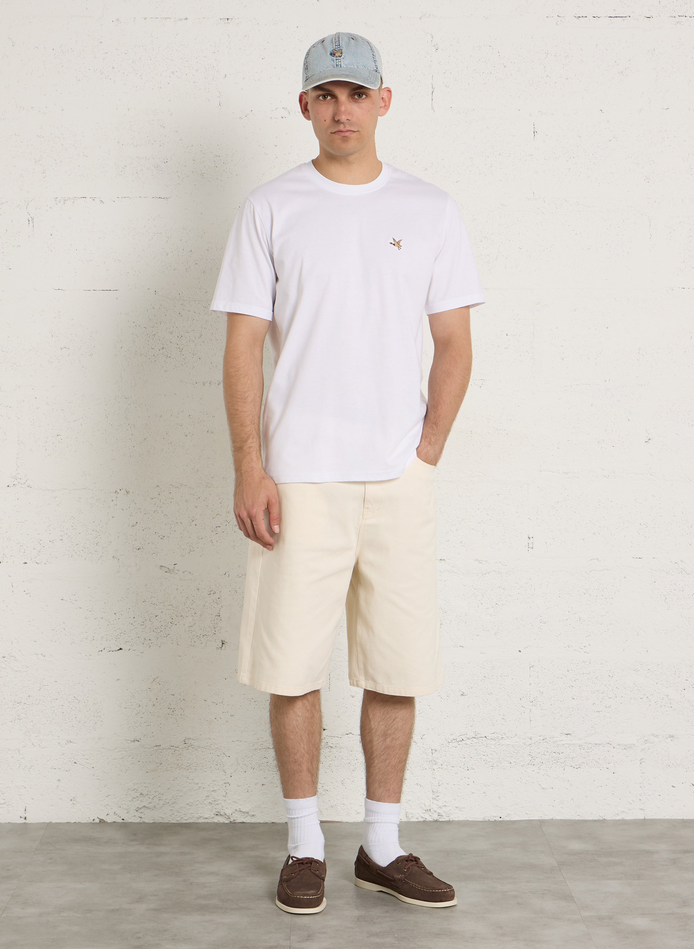 Tee-shirt droit col rond uni à logo brodé CHEVIGNON Blanc