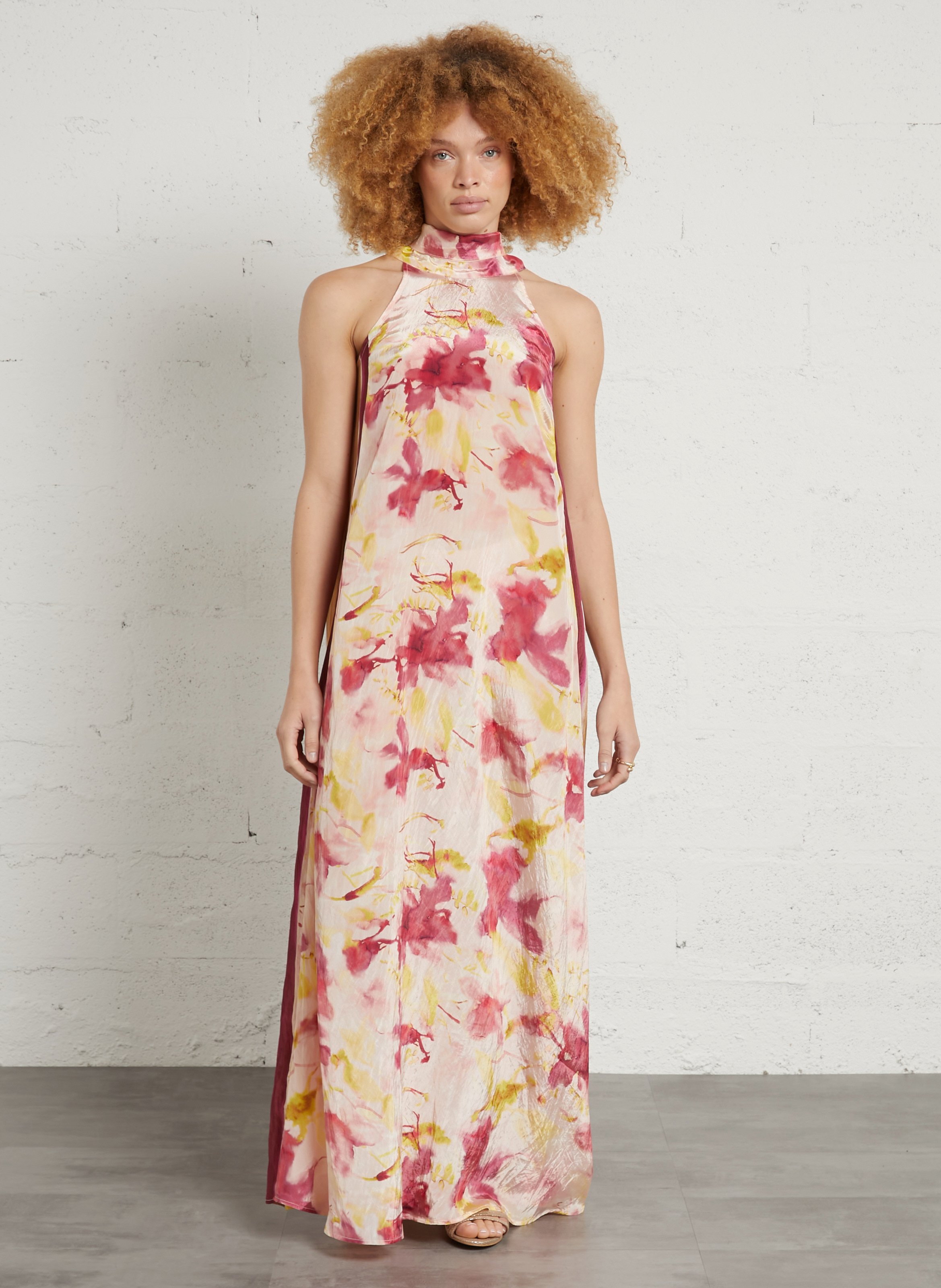 Printed maxi dress with high neck MOMONI Pink