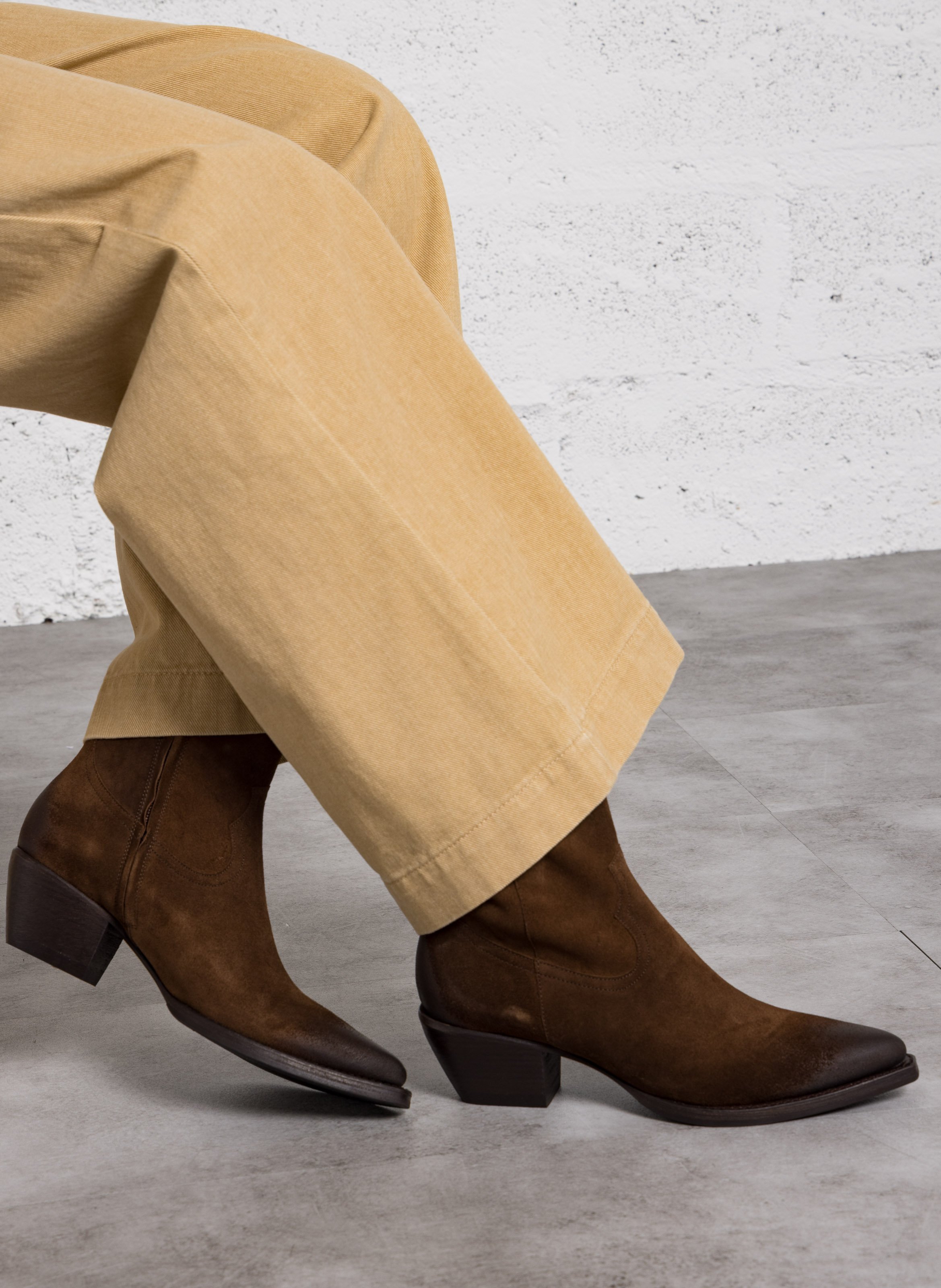Velvet leather mid-calf boots BILLI BI Brown