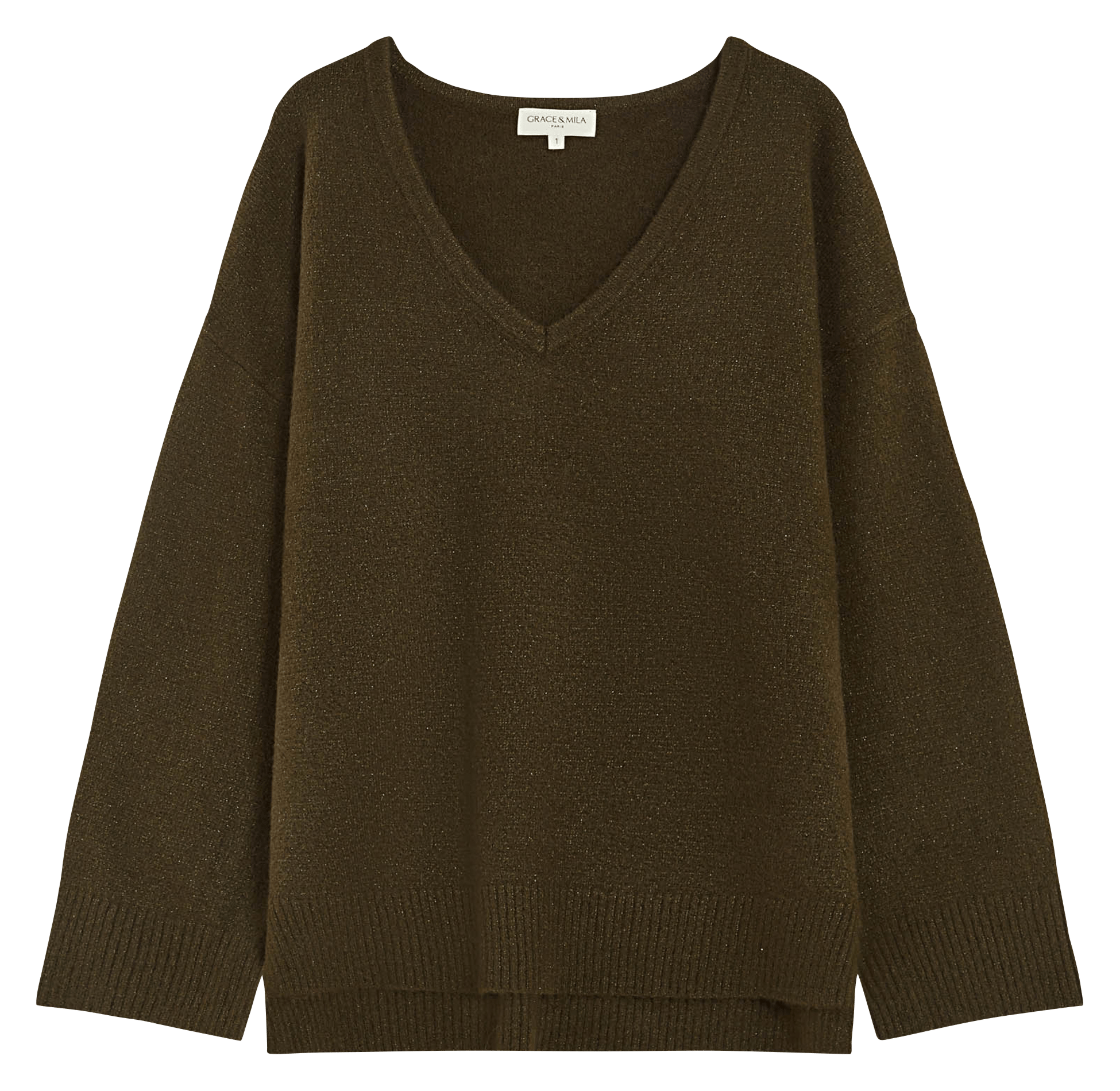 Oversized gebreide trui met V-hals GRACE ET MILA Groen