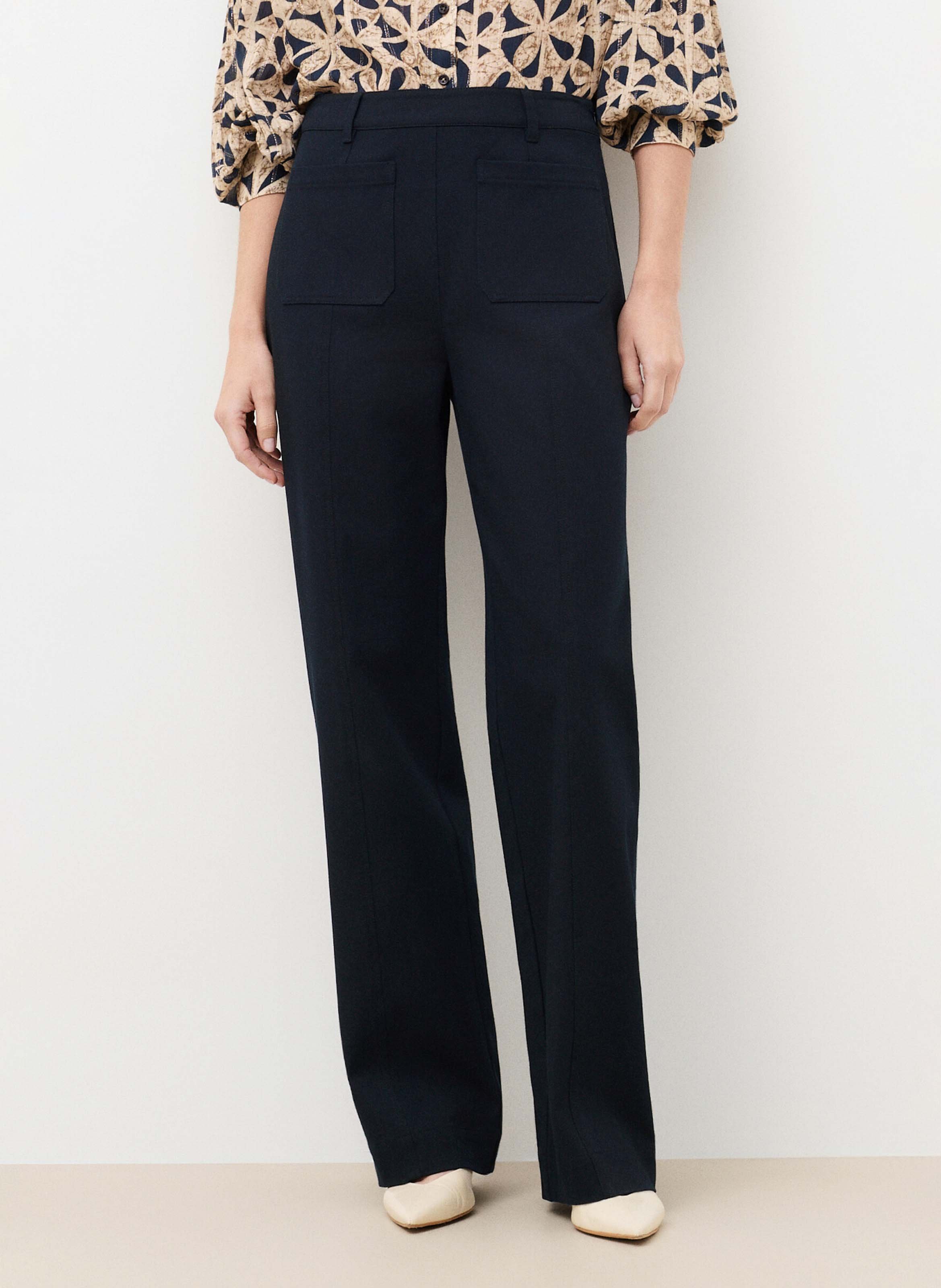Straight-leg trousers with patch pockets CAROLL Blue