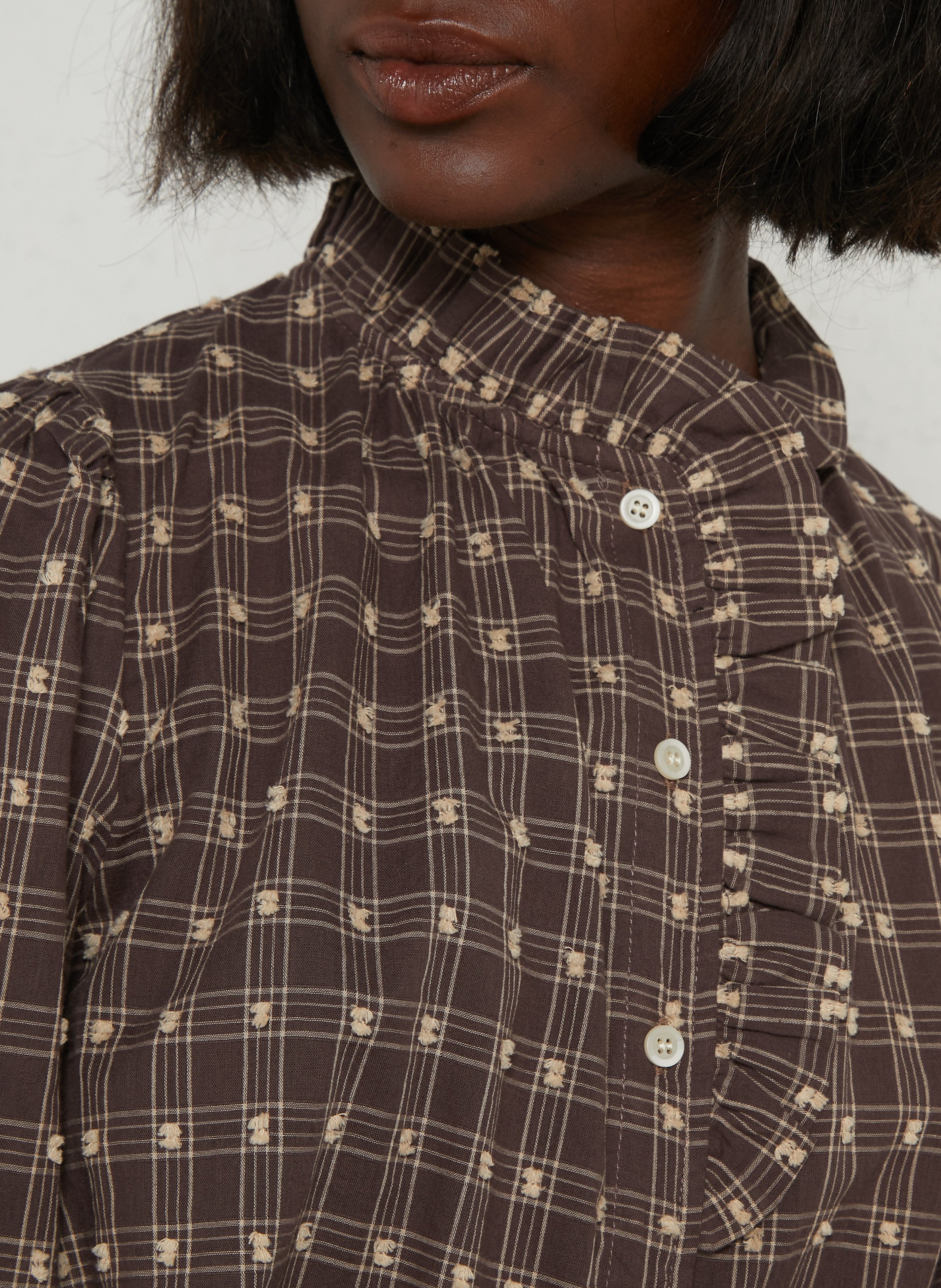 Bluse mit Volantkragen aus Baumwolle THE KORNER Braun