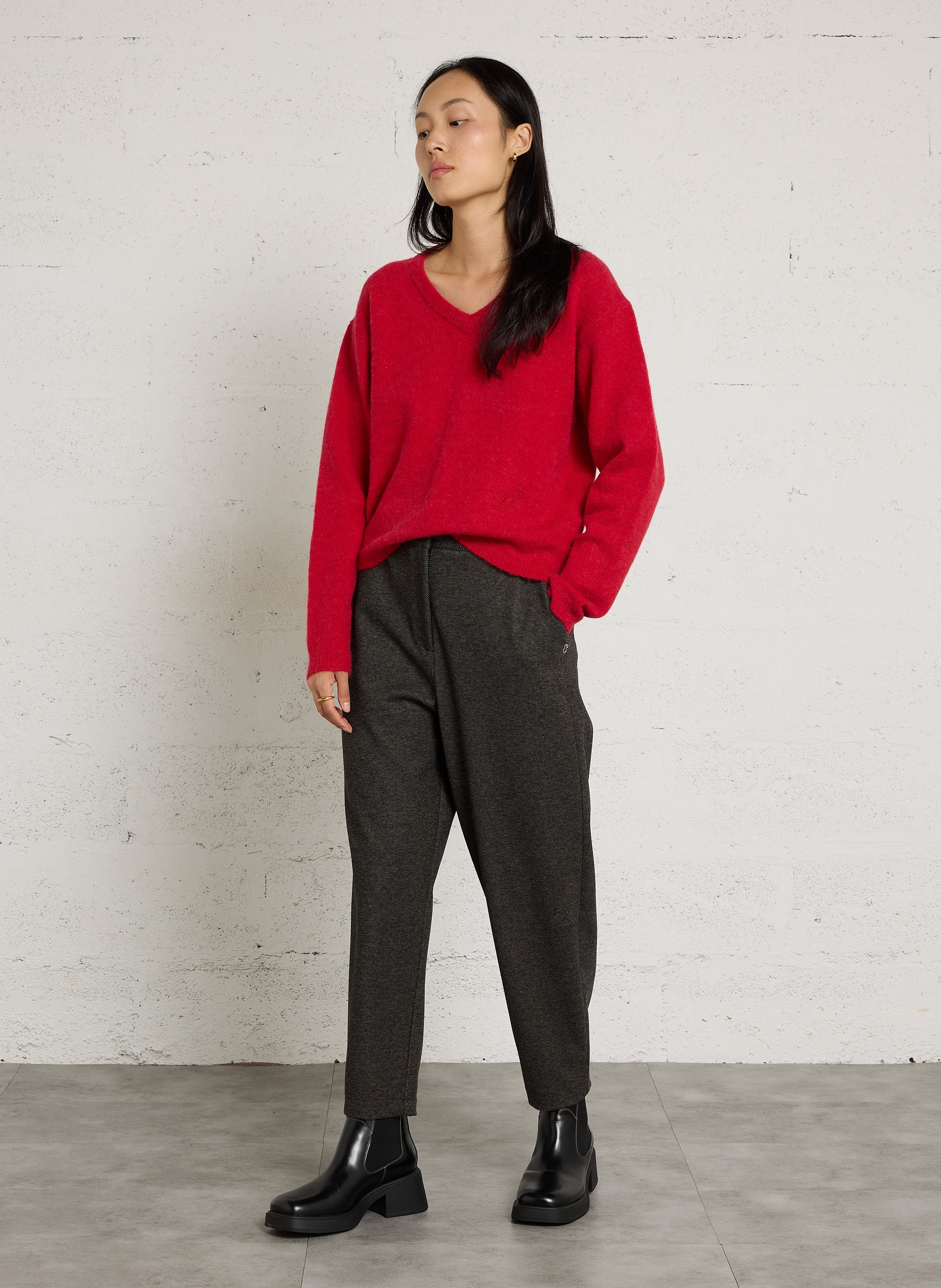 High-waisted wide-leg pants PLEASE Black