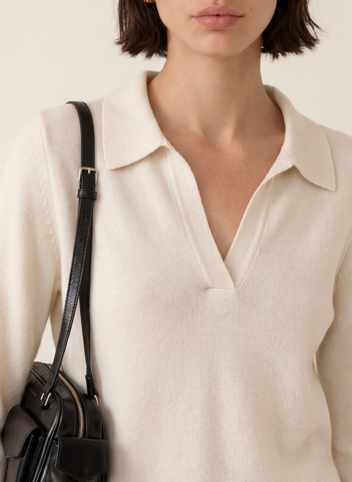 Straight fit wool and cashmere polo neck sweater KOOKAI White