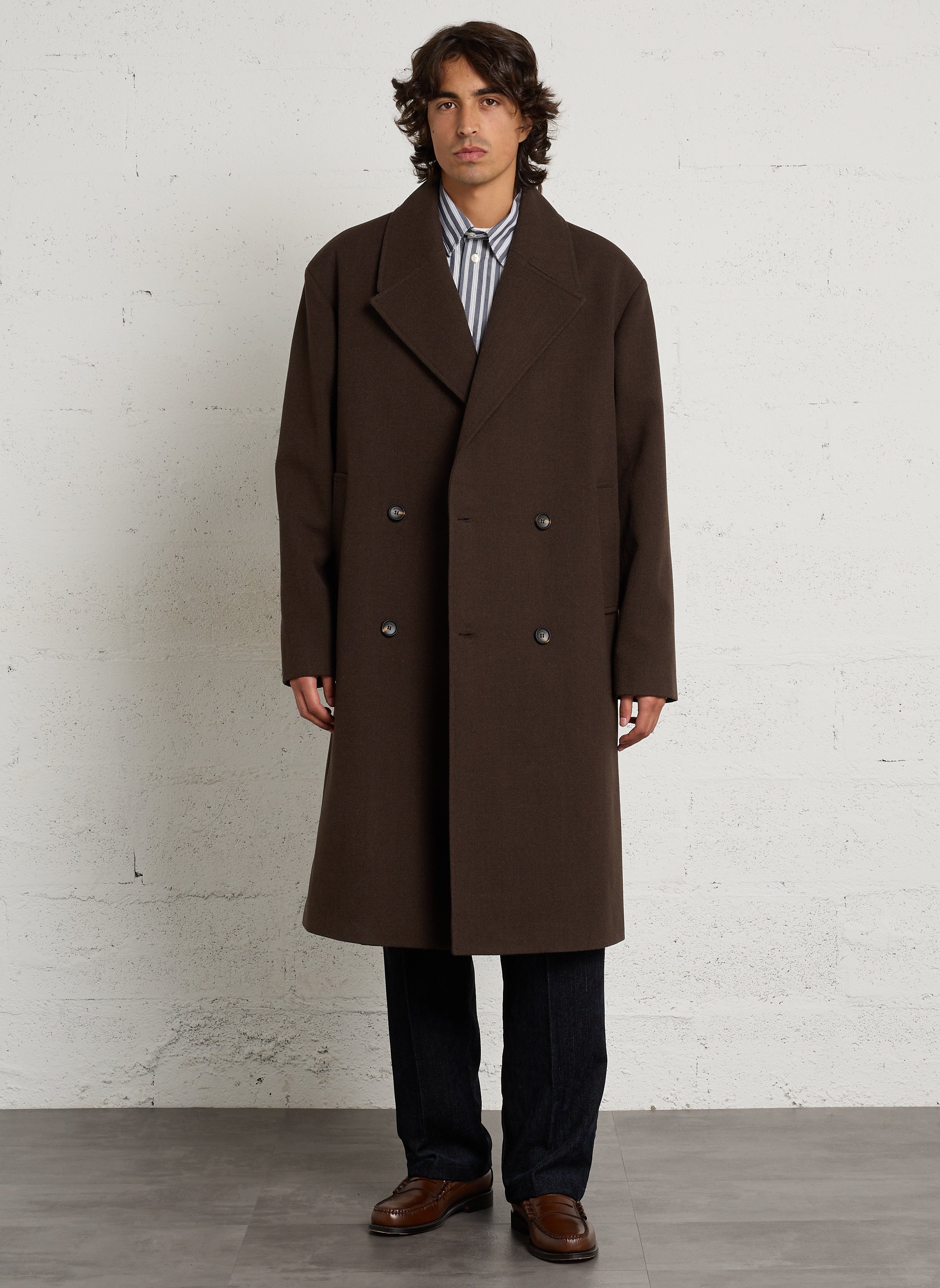 Manteau long col tailleur à double-boutonnage IMPERIAL Marron