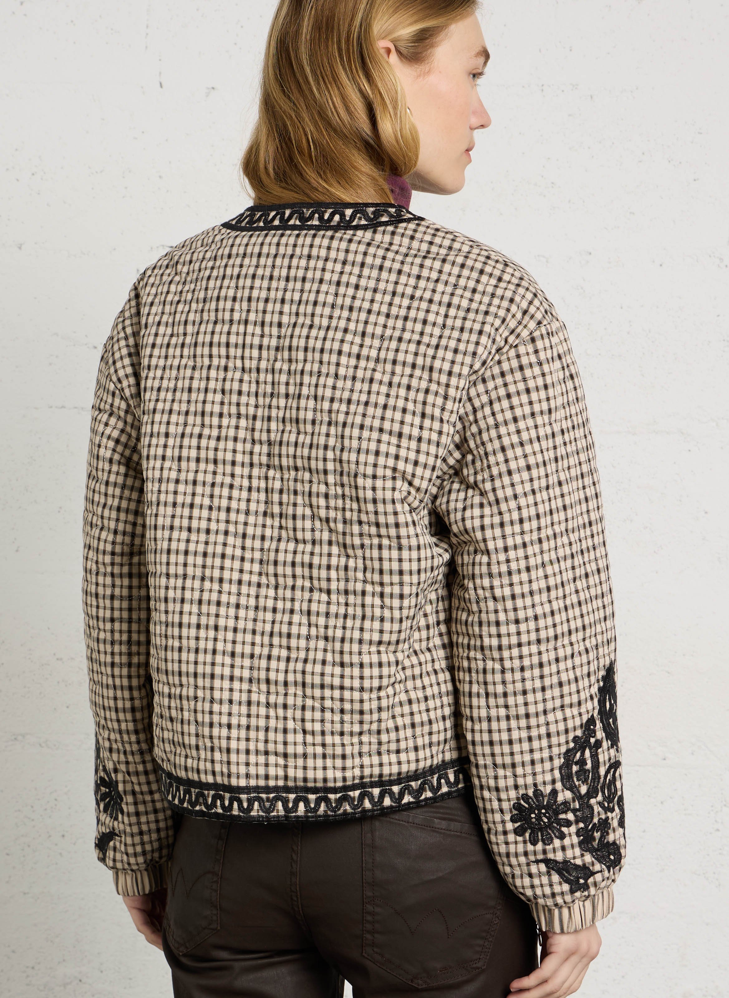 Veste droite à motif vichy en coton mélangé THE KORNER Beige