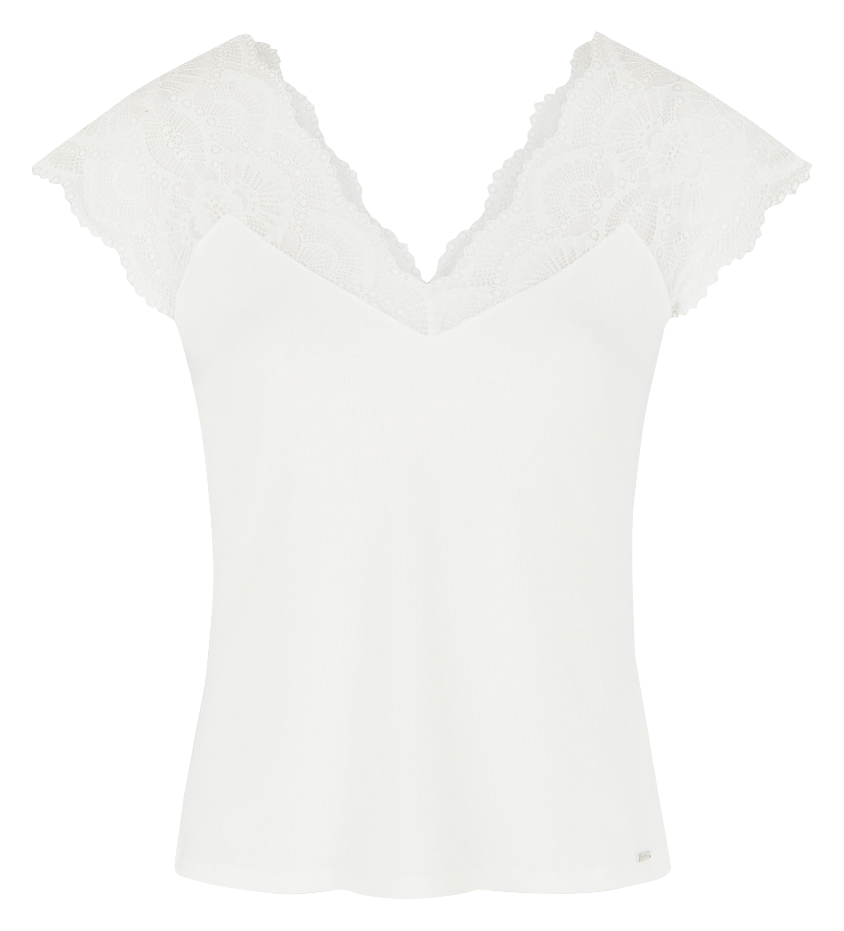 Top manches courtes à dentelle 222-DELO Off white