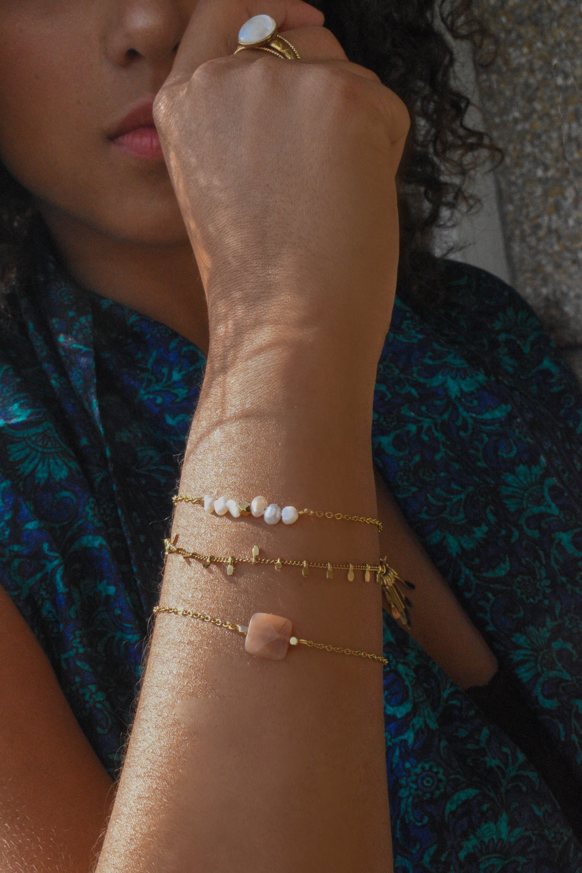 Orange moonstone bracelet GINANDGER Blue
