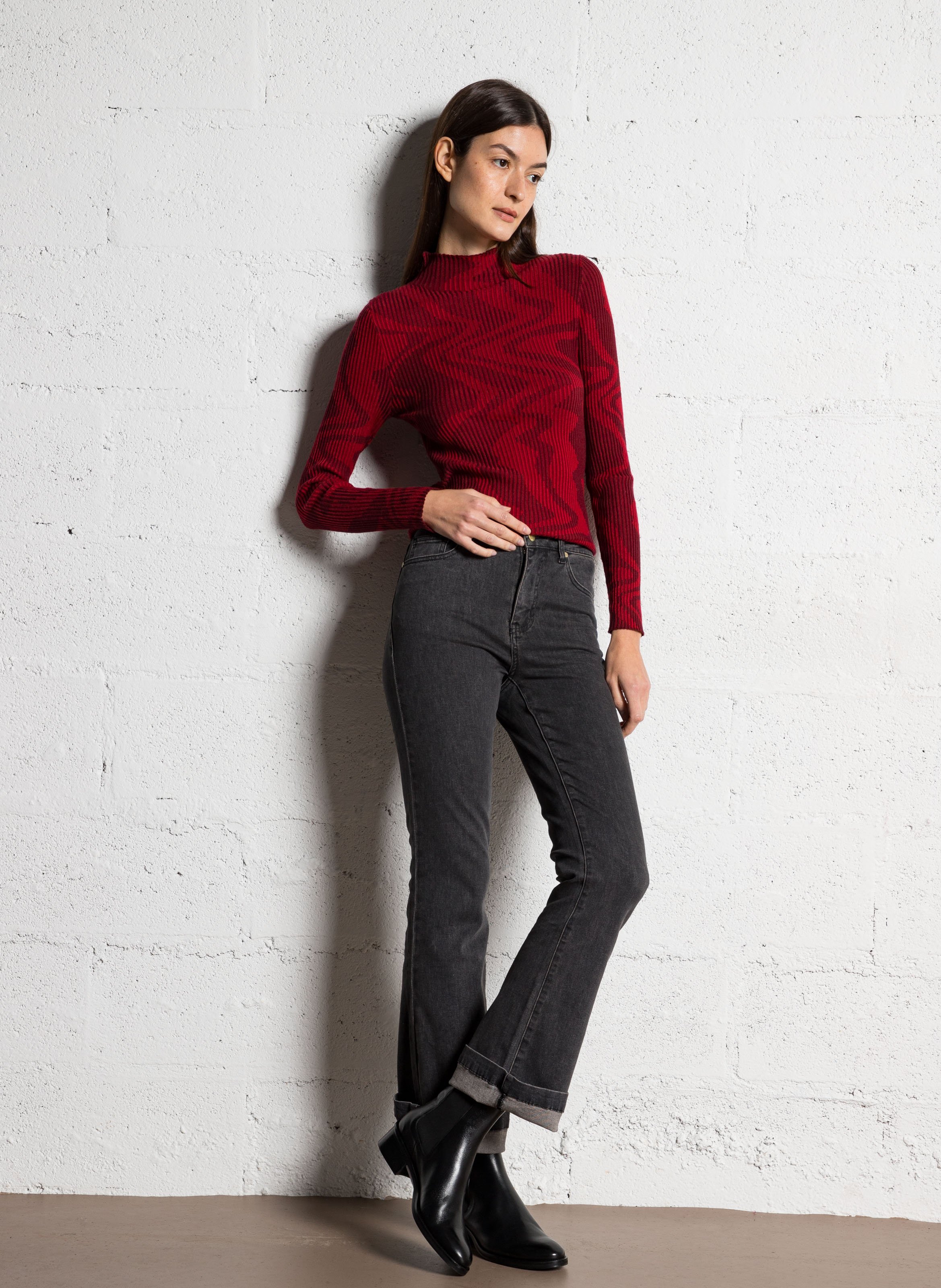 Jean flare en coton mélangé LA PETITE ETOILE Gris