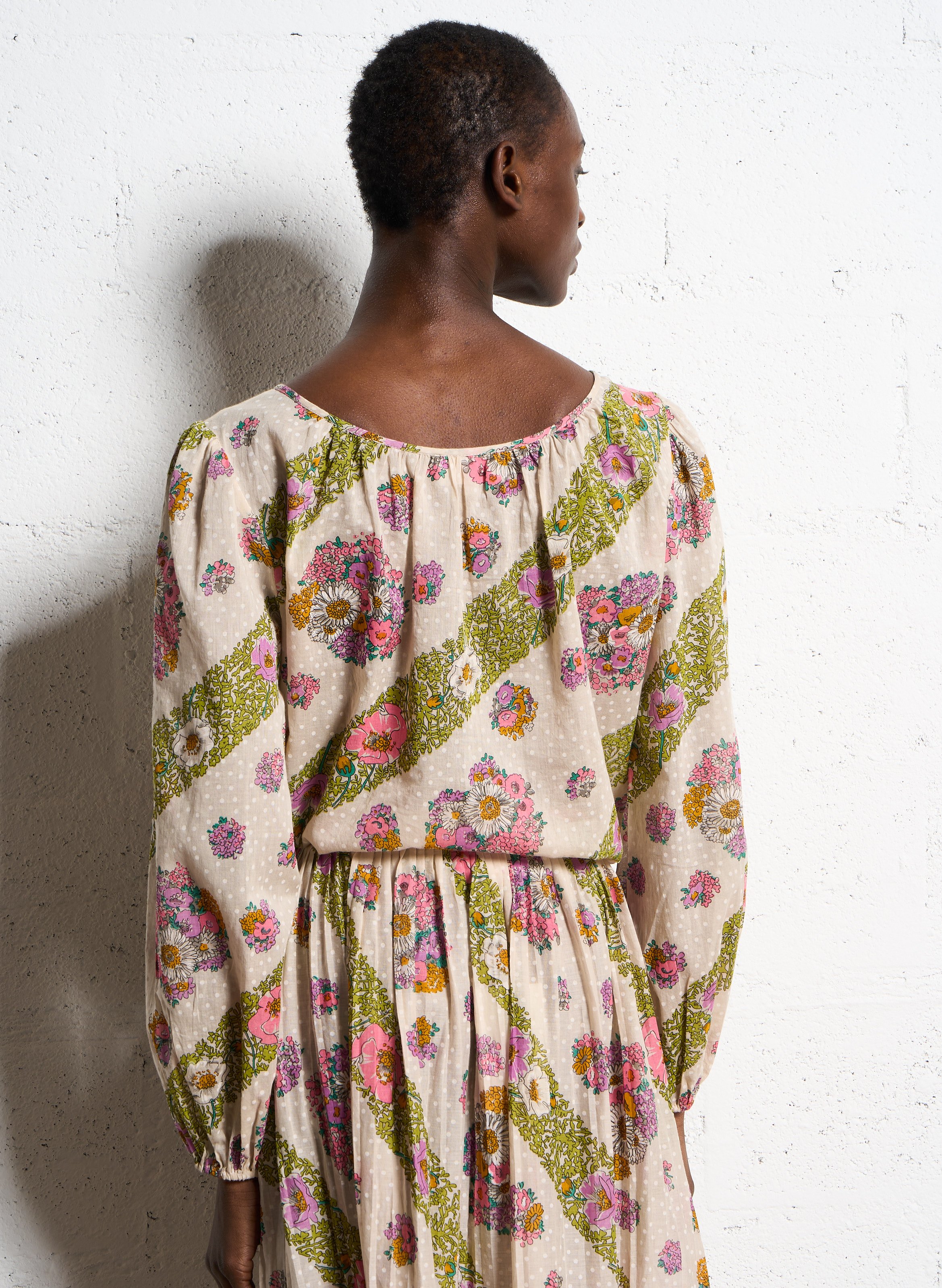 Cotton boat-neck blouse ANTIK BATIK Mehrfarbig