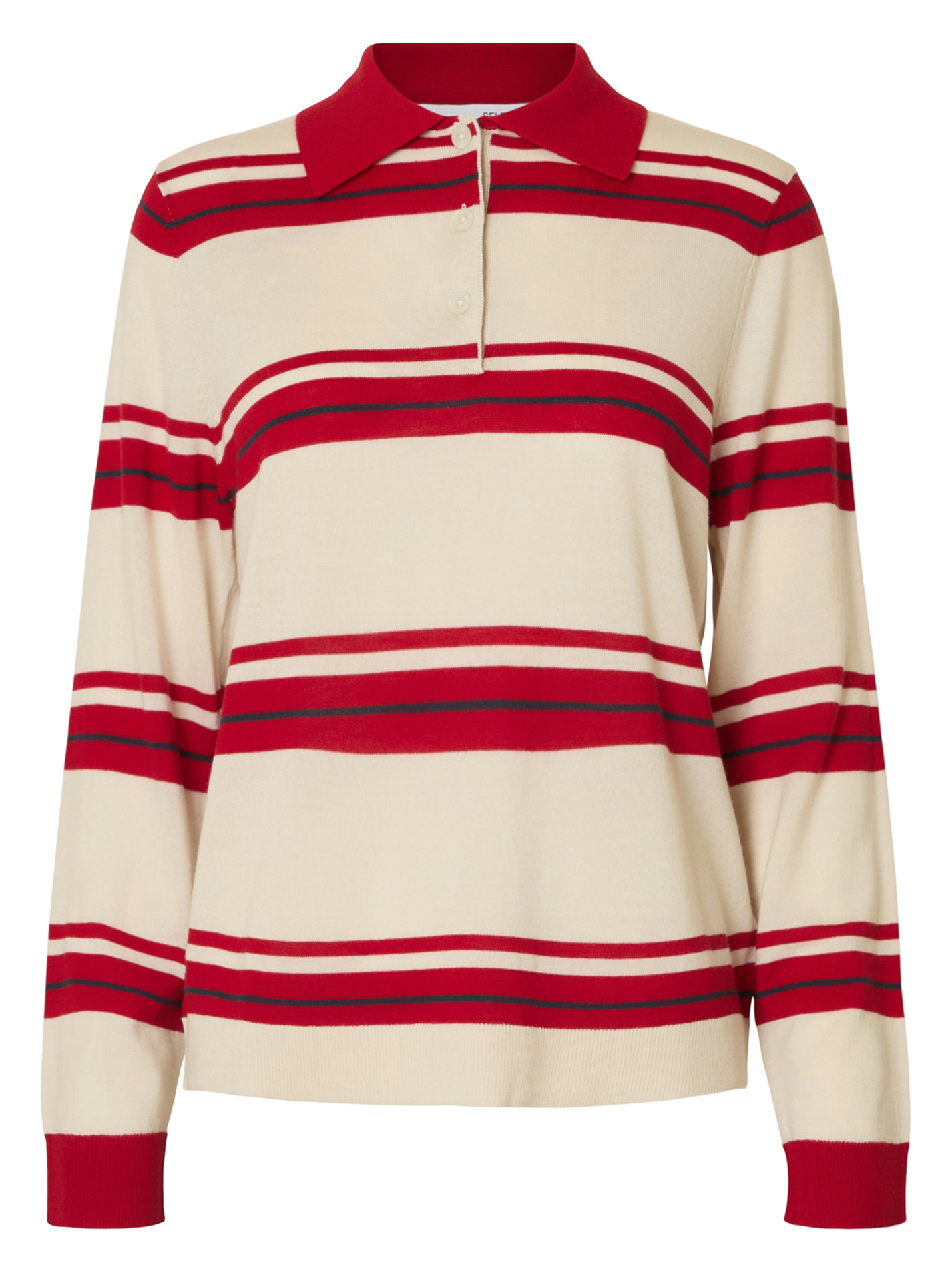 Straight wool striped polo SELECTED Beige