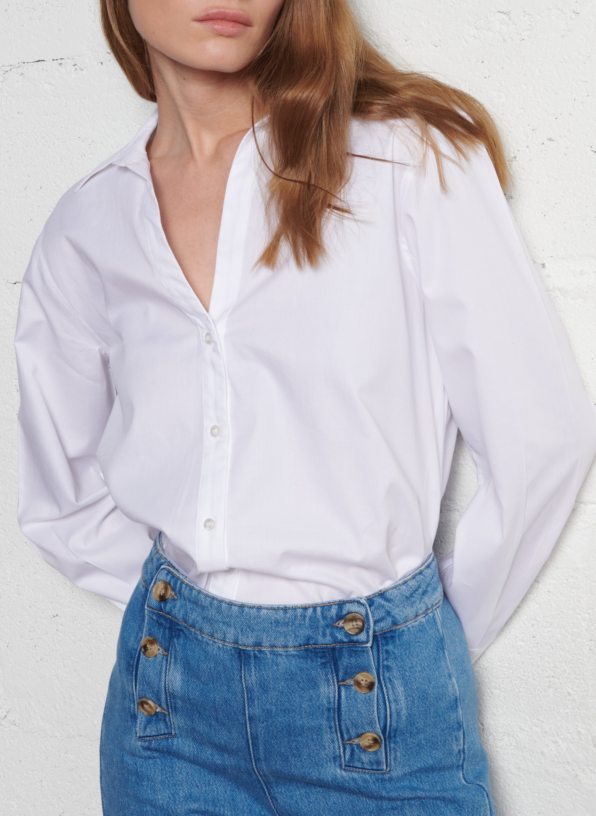 Chemise col classique ample en coton MAISON 123 Blanc