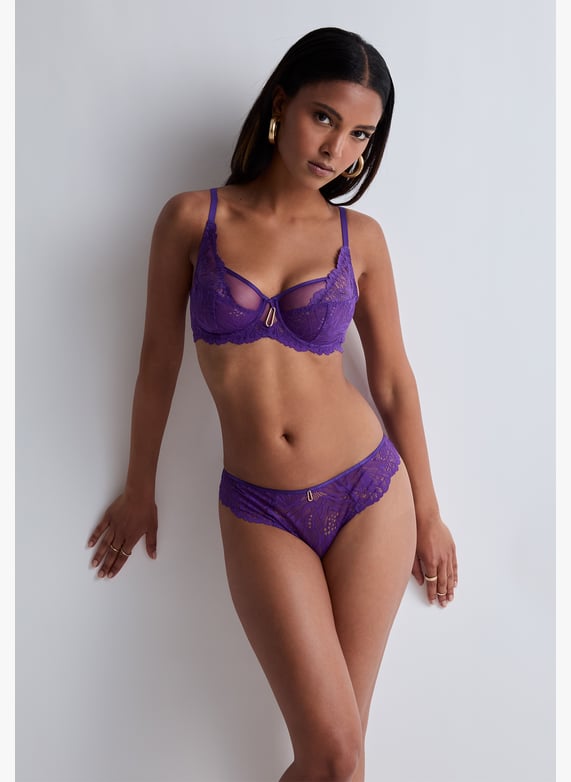 Culotte Aubade ‘Au Bal De Flore’ – Tulle Brodé, Fond Coton, Taille Basse (lavage Main Recommandé)