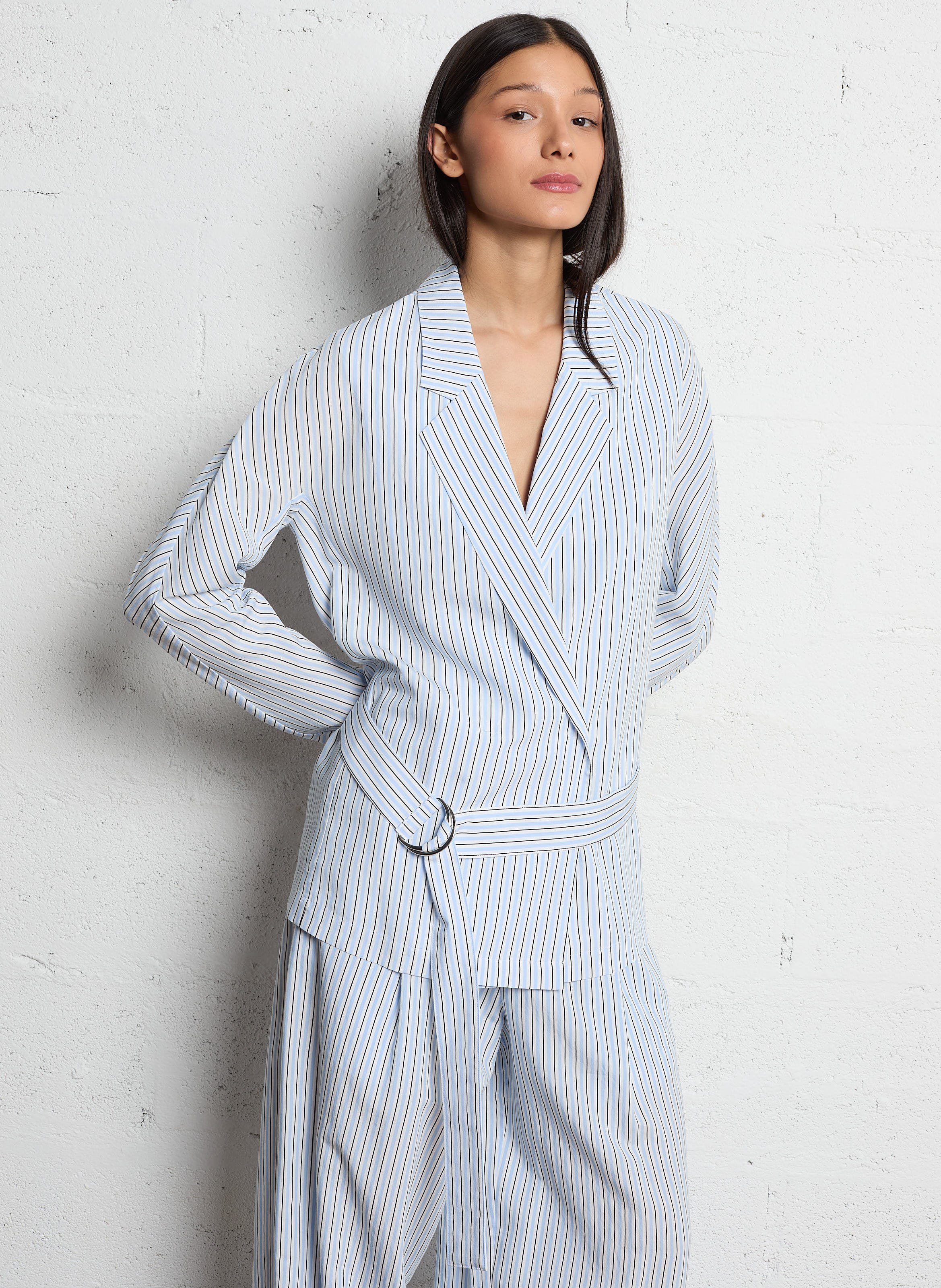 Striped jacket with tailored collar LAURENCE BRAS Blue