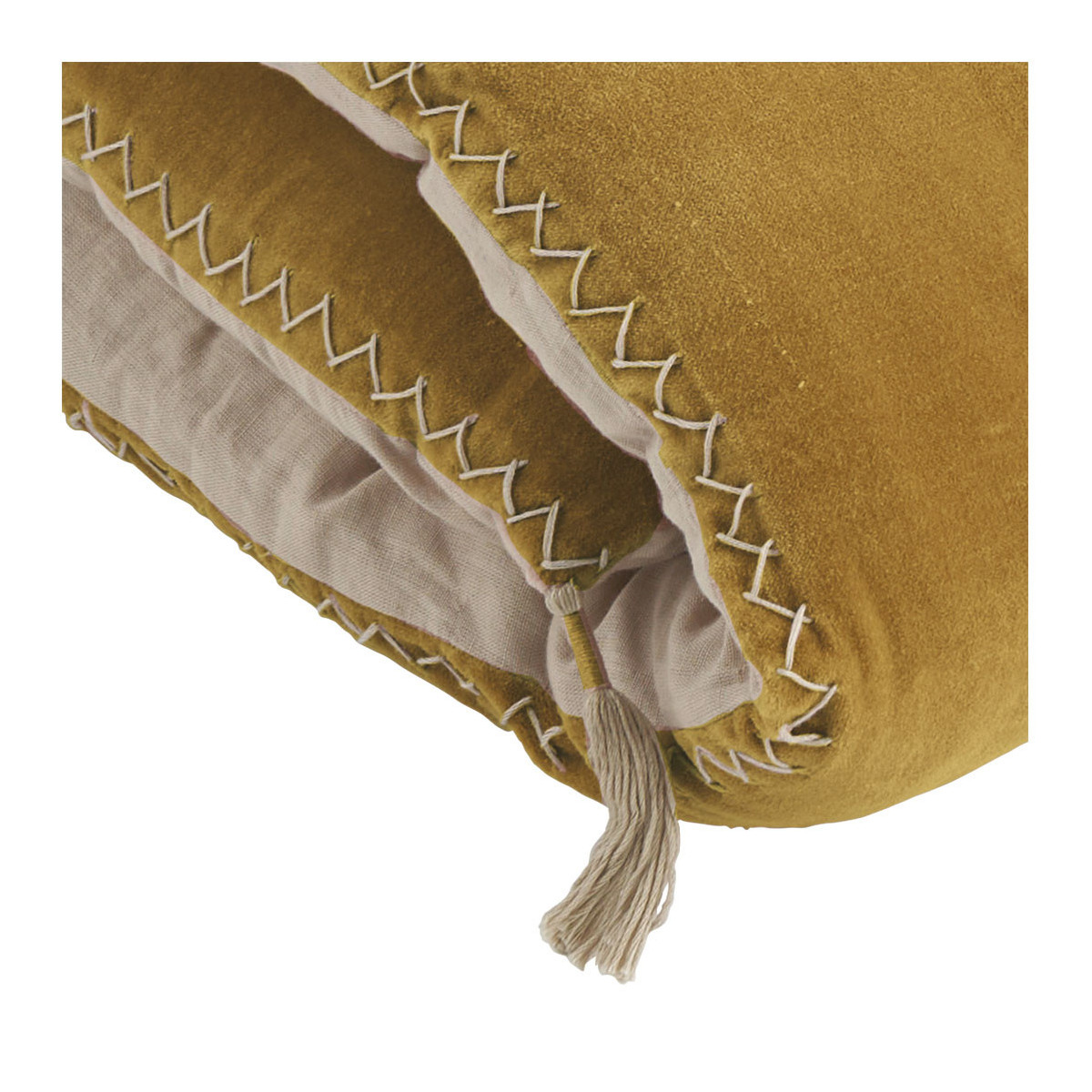 Futon safran en velours de coton BLANC D'IVOIRE Jaune