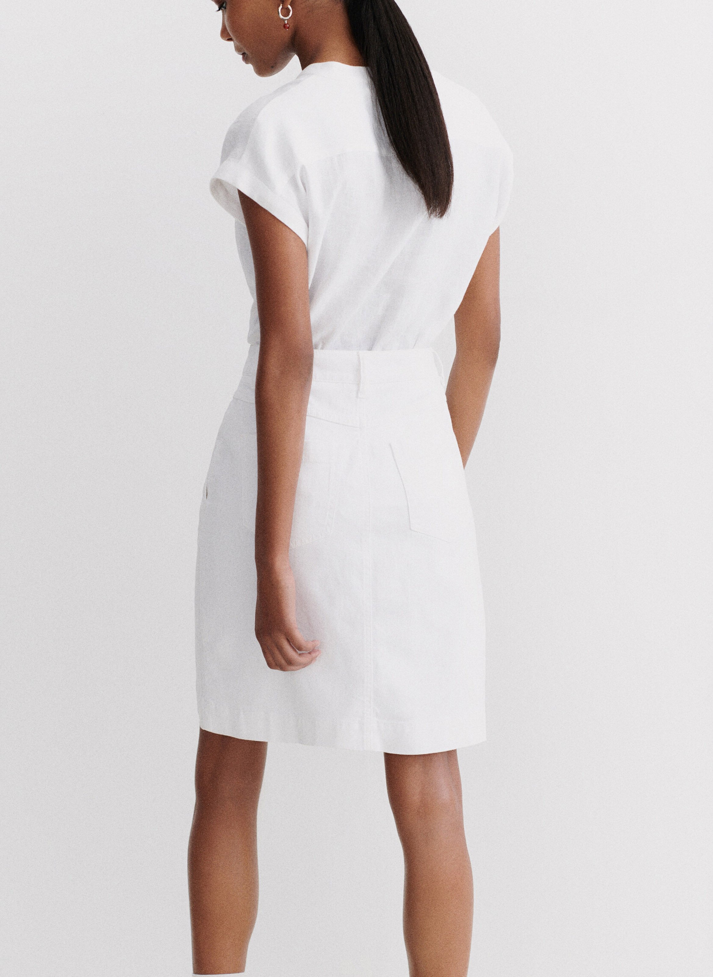 Denim pencil skirt CAROLL White