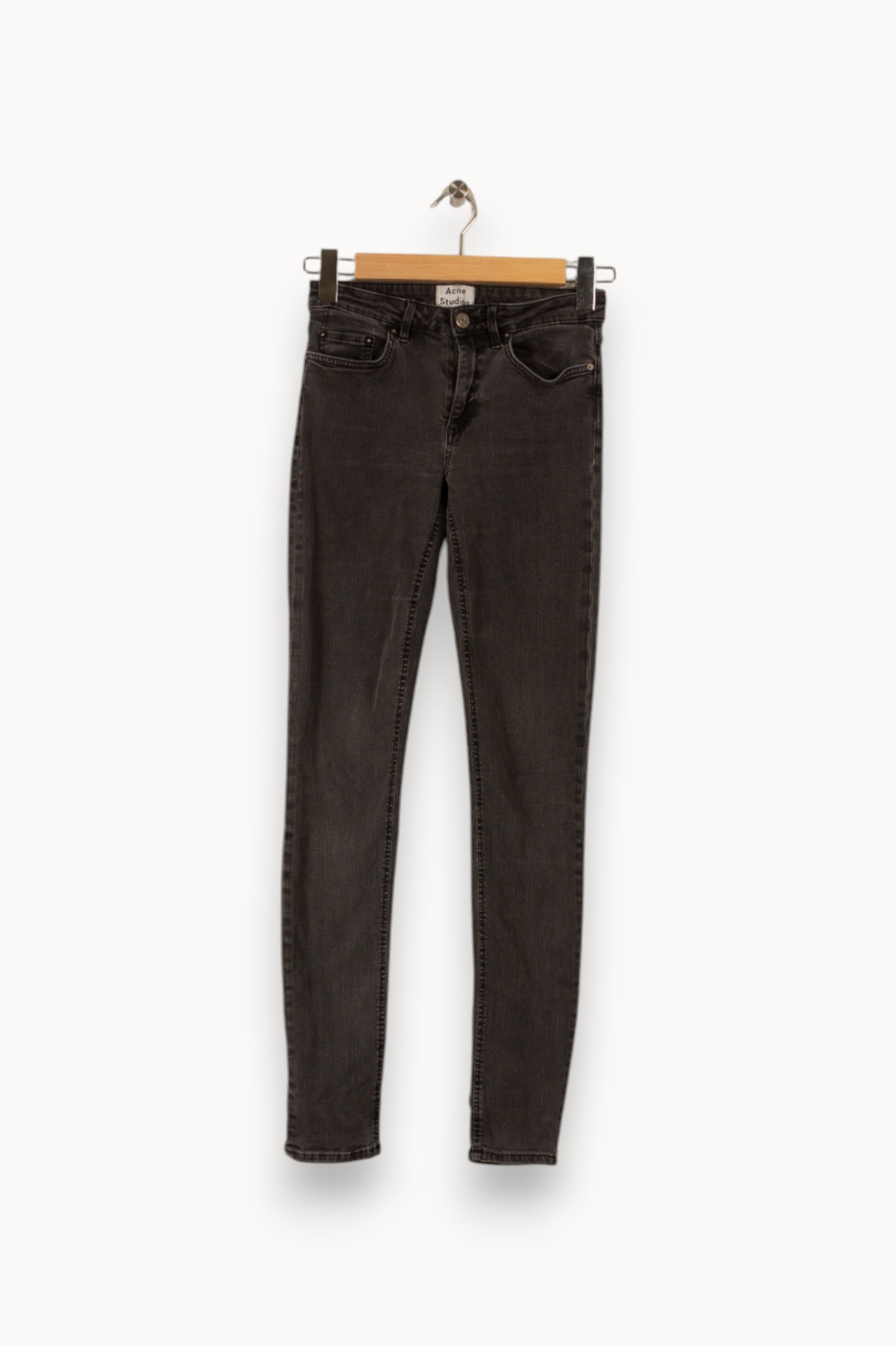 Cropped slim jeans with studs ACNE STUDIOS - Seconde Main Grey