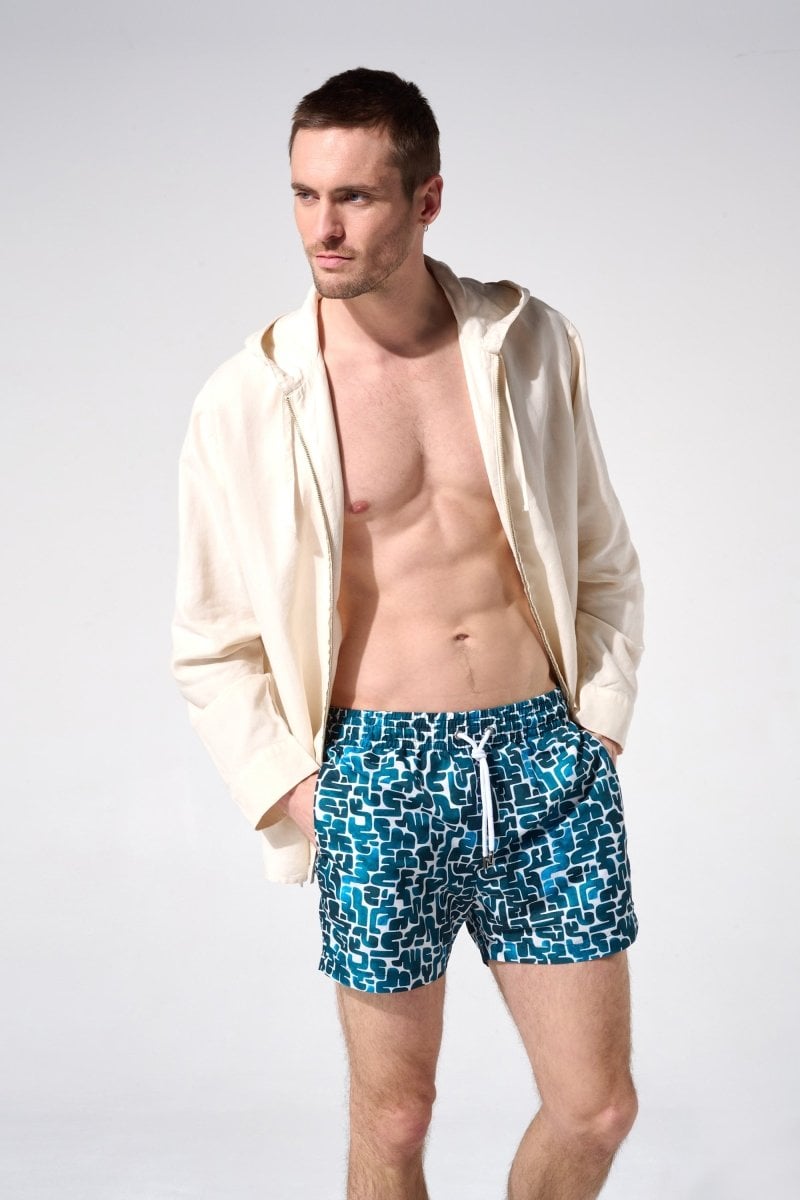 Printed swim shorts with elasticated waistband APNEE Blue