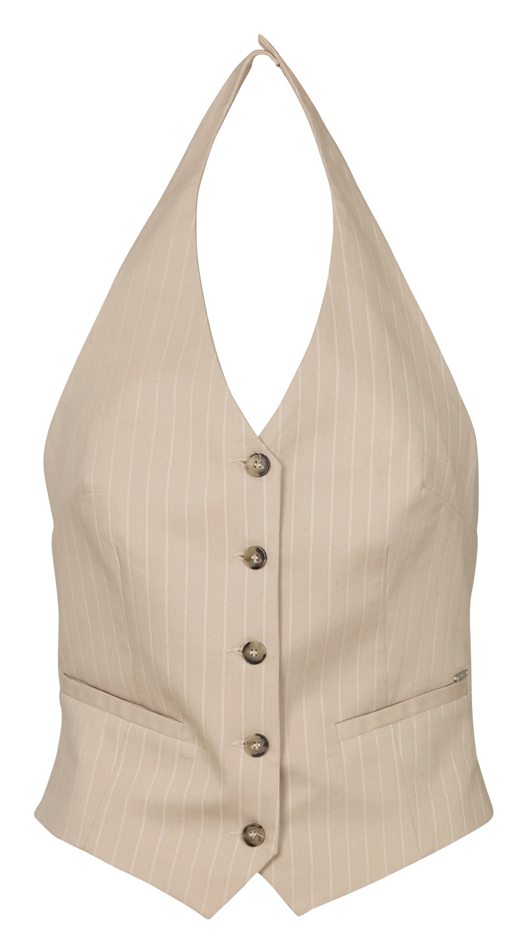 Striped blended cotton suit vest IKKS Beige