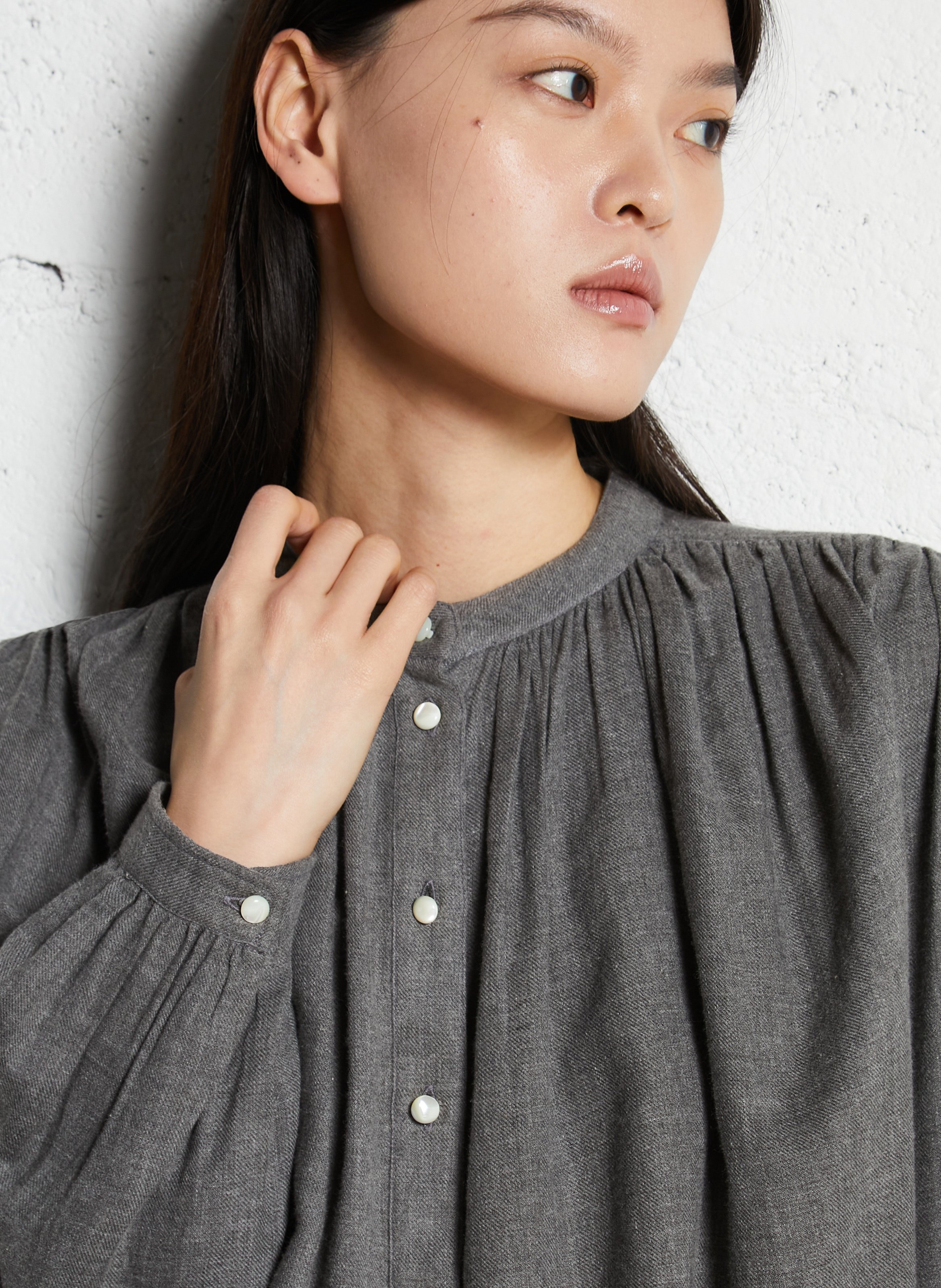 Kurzes Baumwollkleid mit Rundhalsausschnitt LAURENCE BRAS Grau