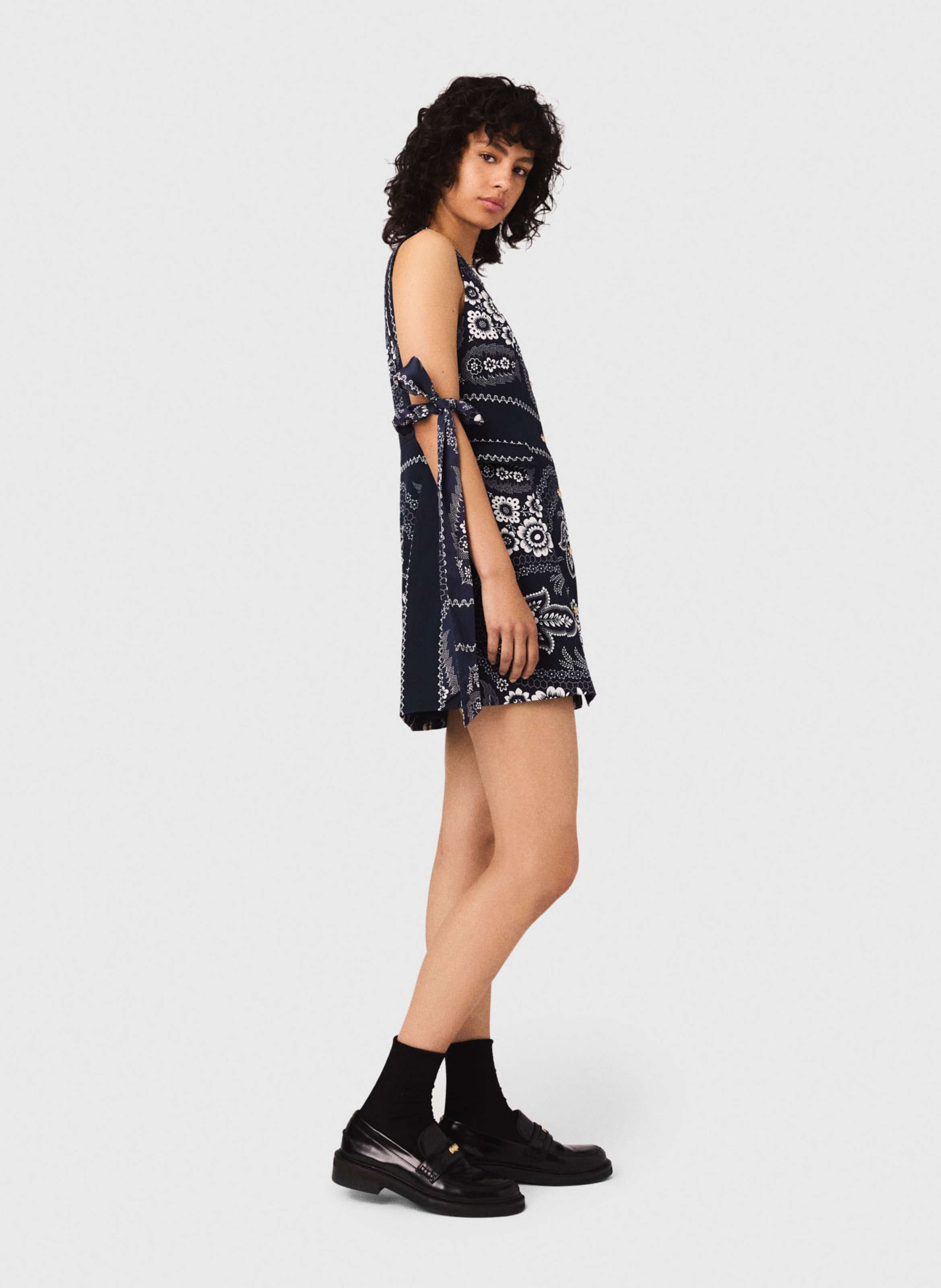 Short round-neck dress with graphic pattern MAJE Blue