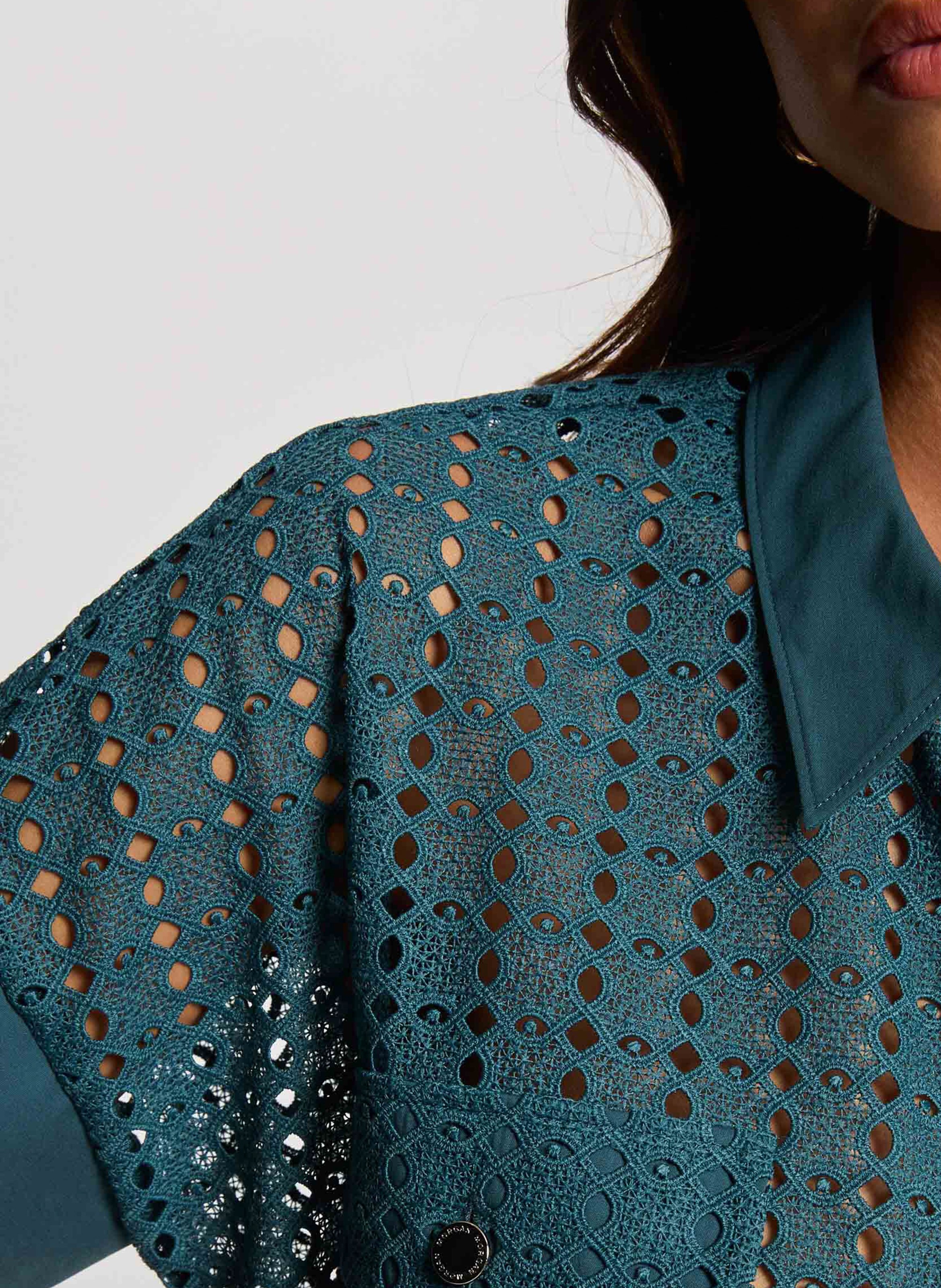 Chemise droite en guipure MORGAN Bleu