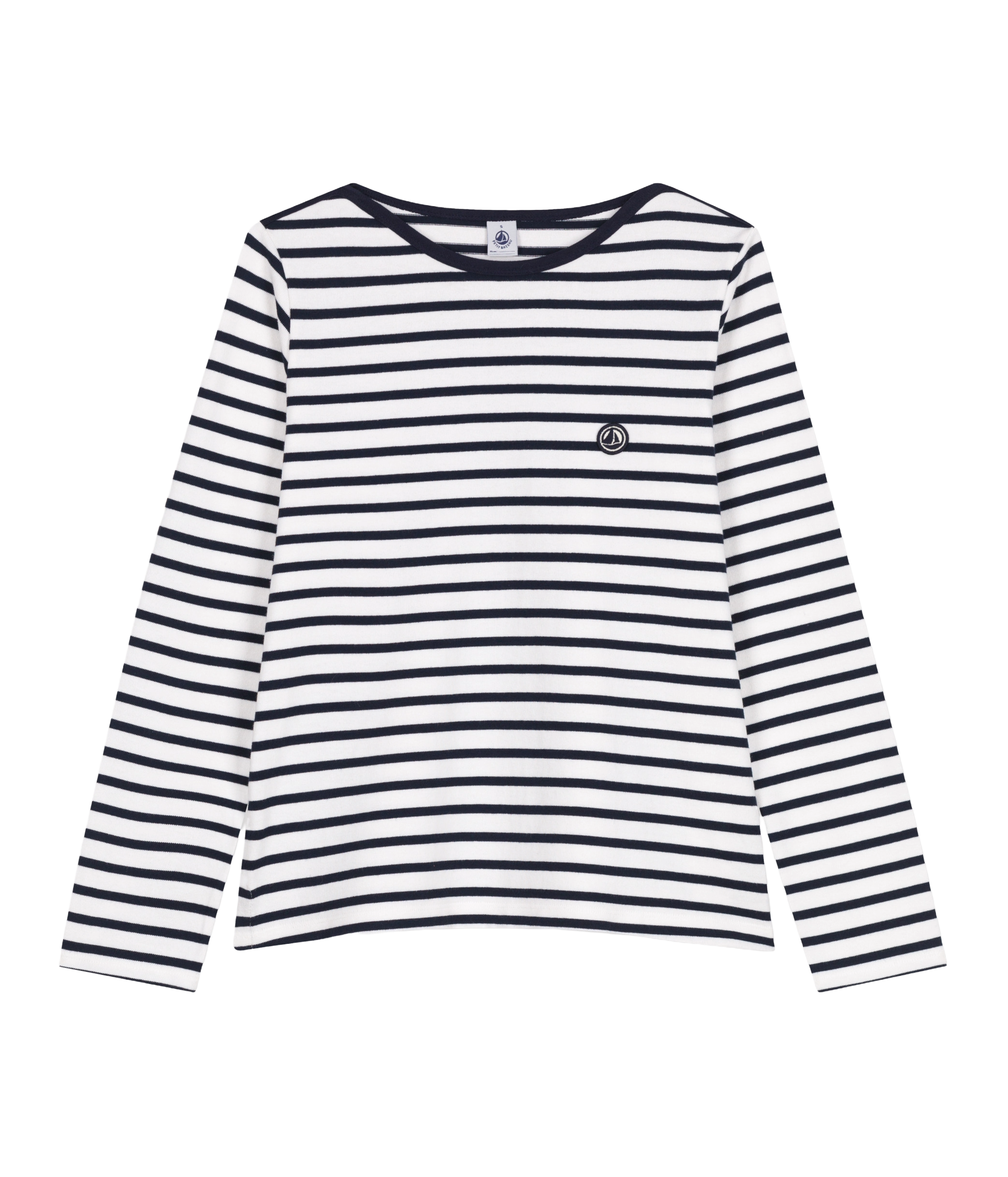 Gerade geschnittenes Baumwoll-T-Shirt mit Streifen PETIT BATEAU Weiss