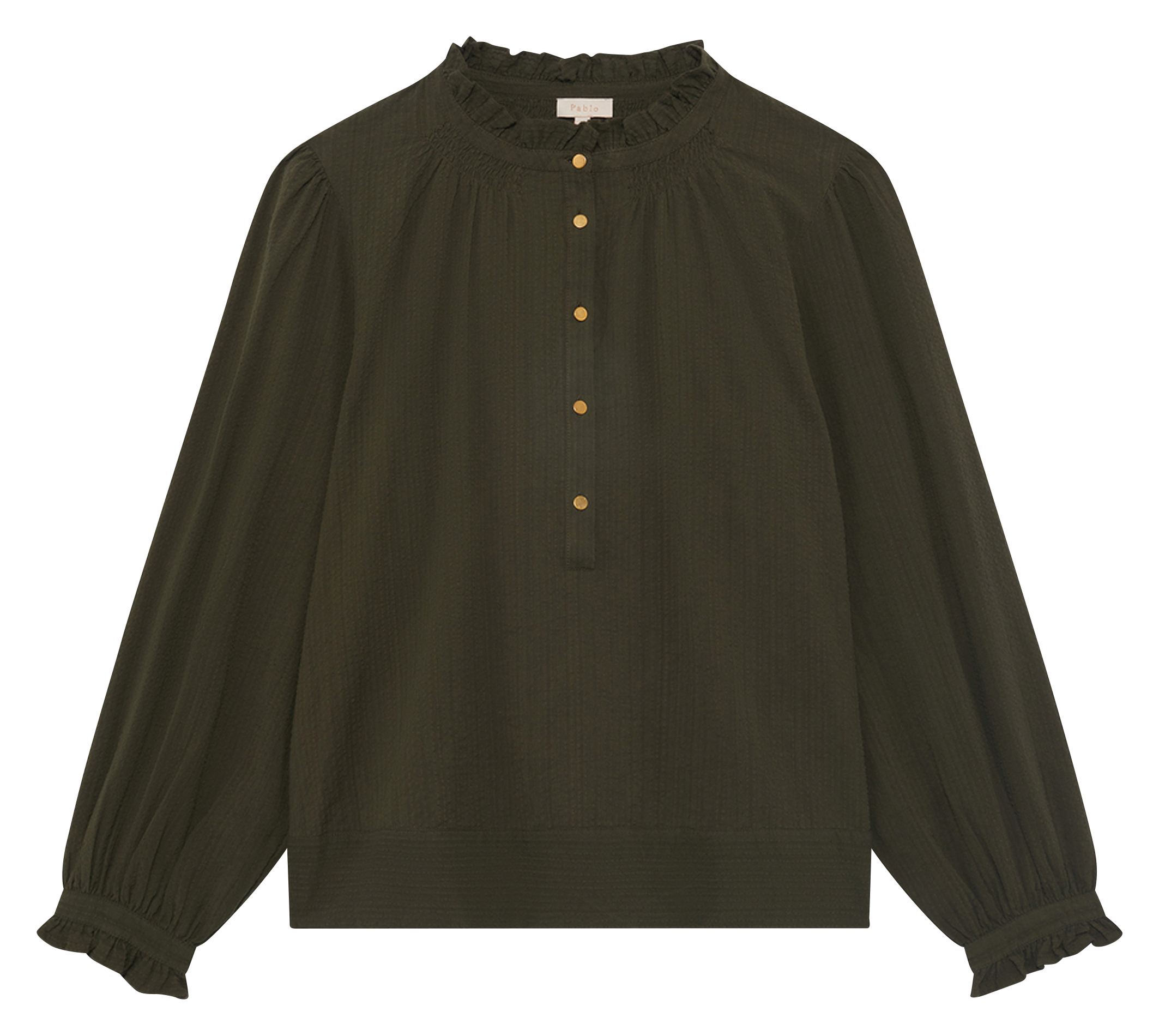 Blouse col rond en coton PABLO Kaki