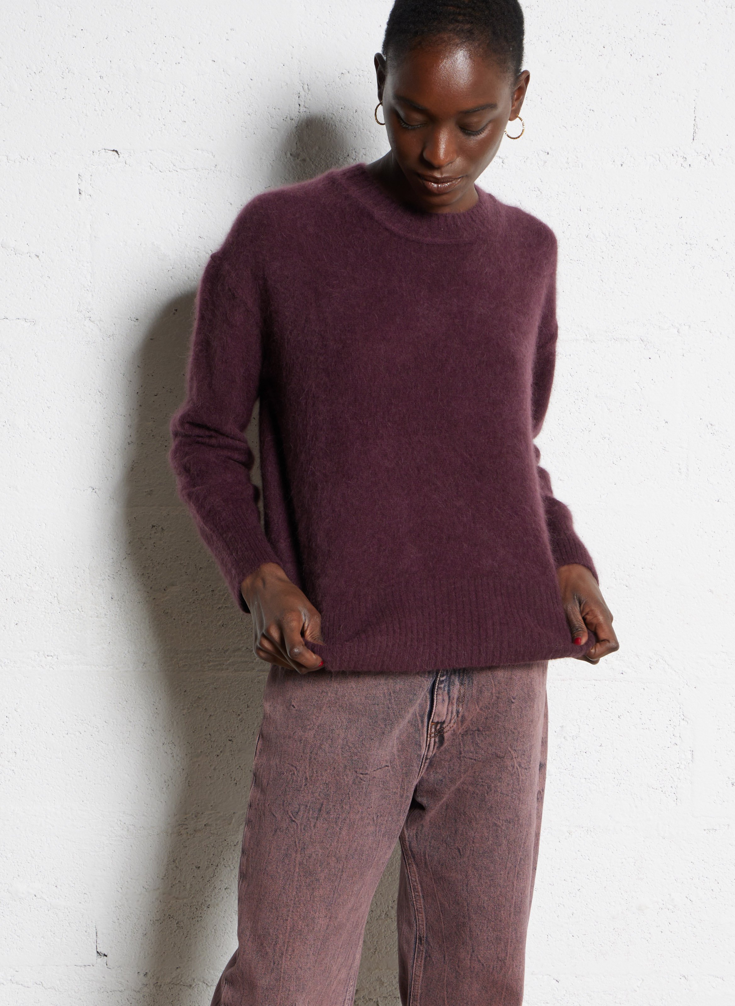 Abidjan wool round-neck sweater BELLA JONES Purple