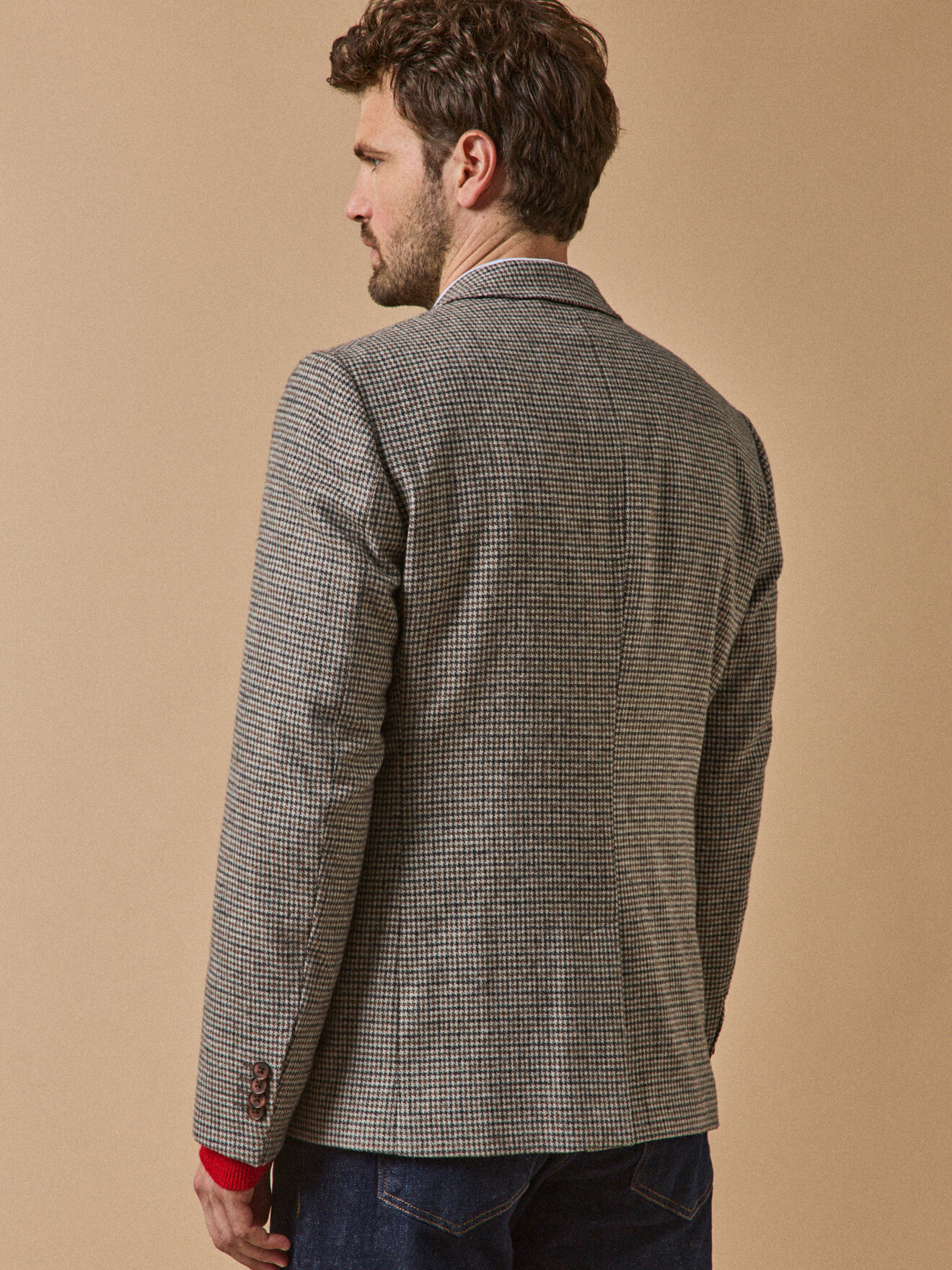 Houndstooth wool blazer CYRILLUS Brown