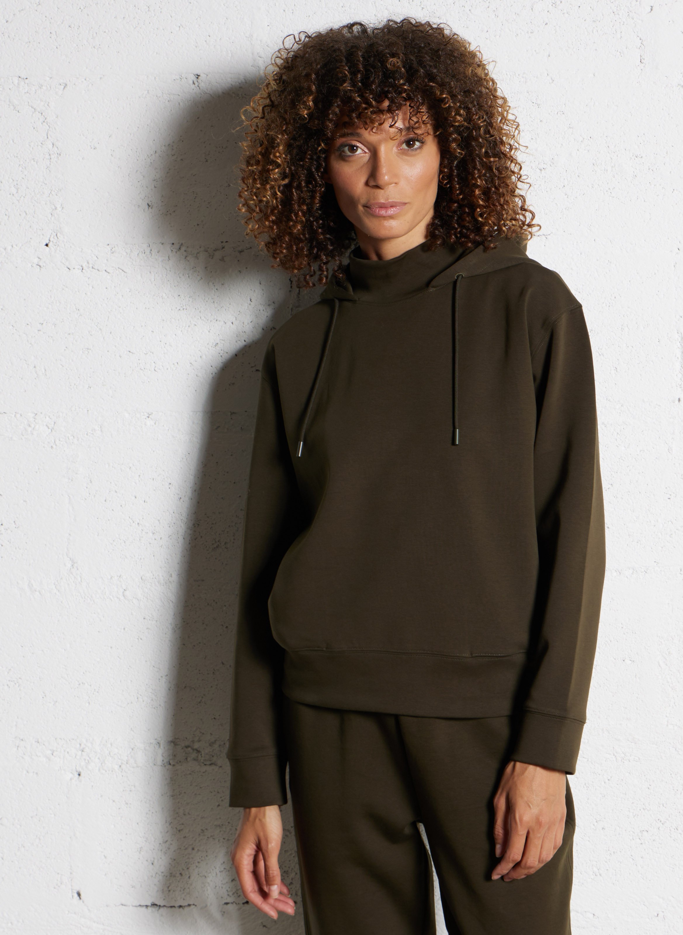 Sweat col rond en coton mélangé MAISON 123 Kaki