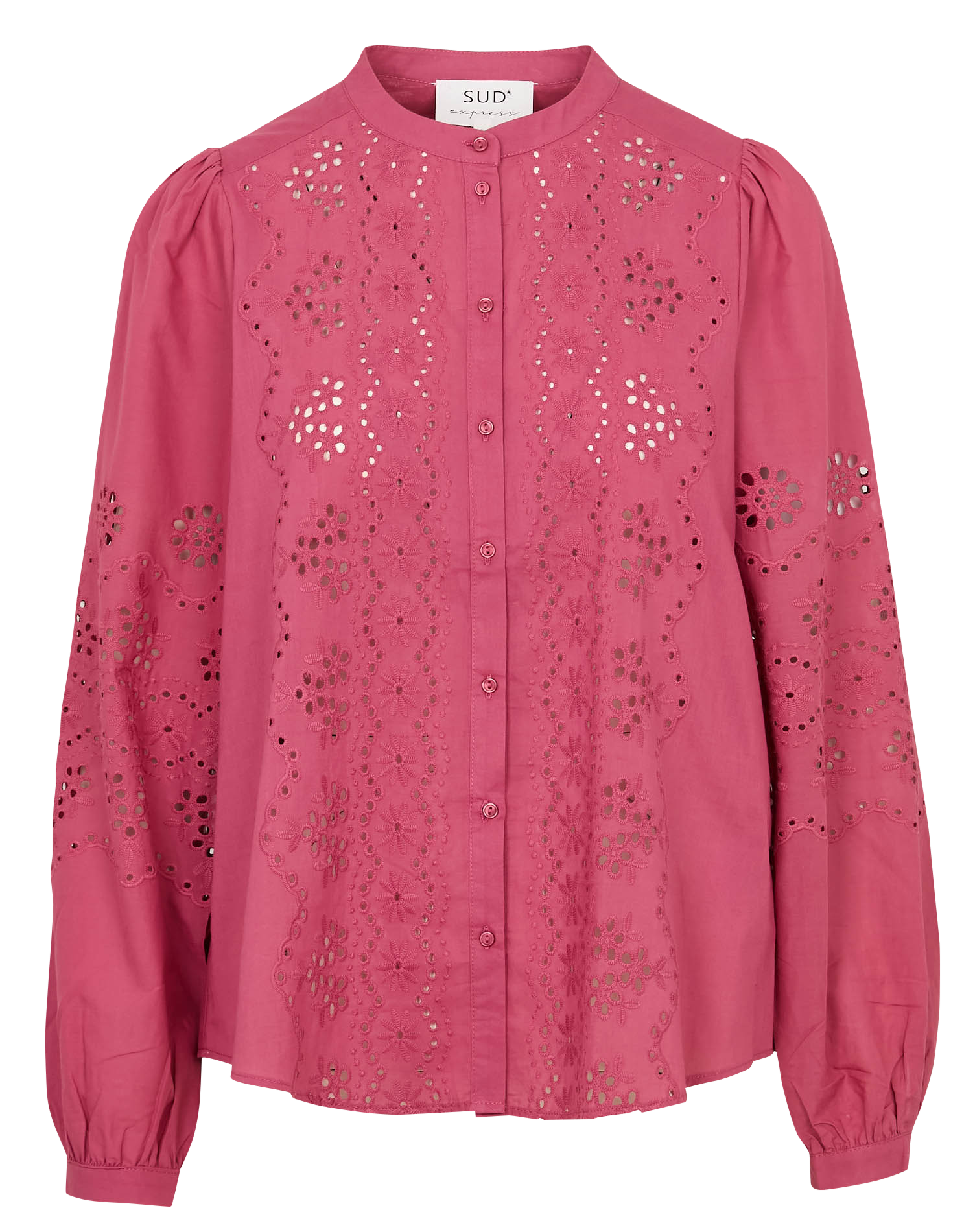 Chemisier ample col mao en coton SUD EXPRESS Rose