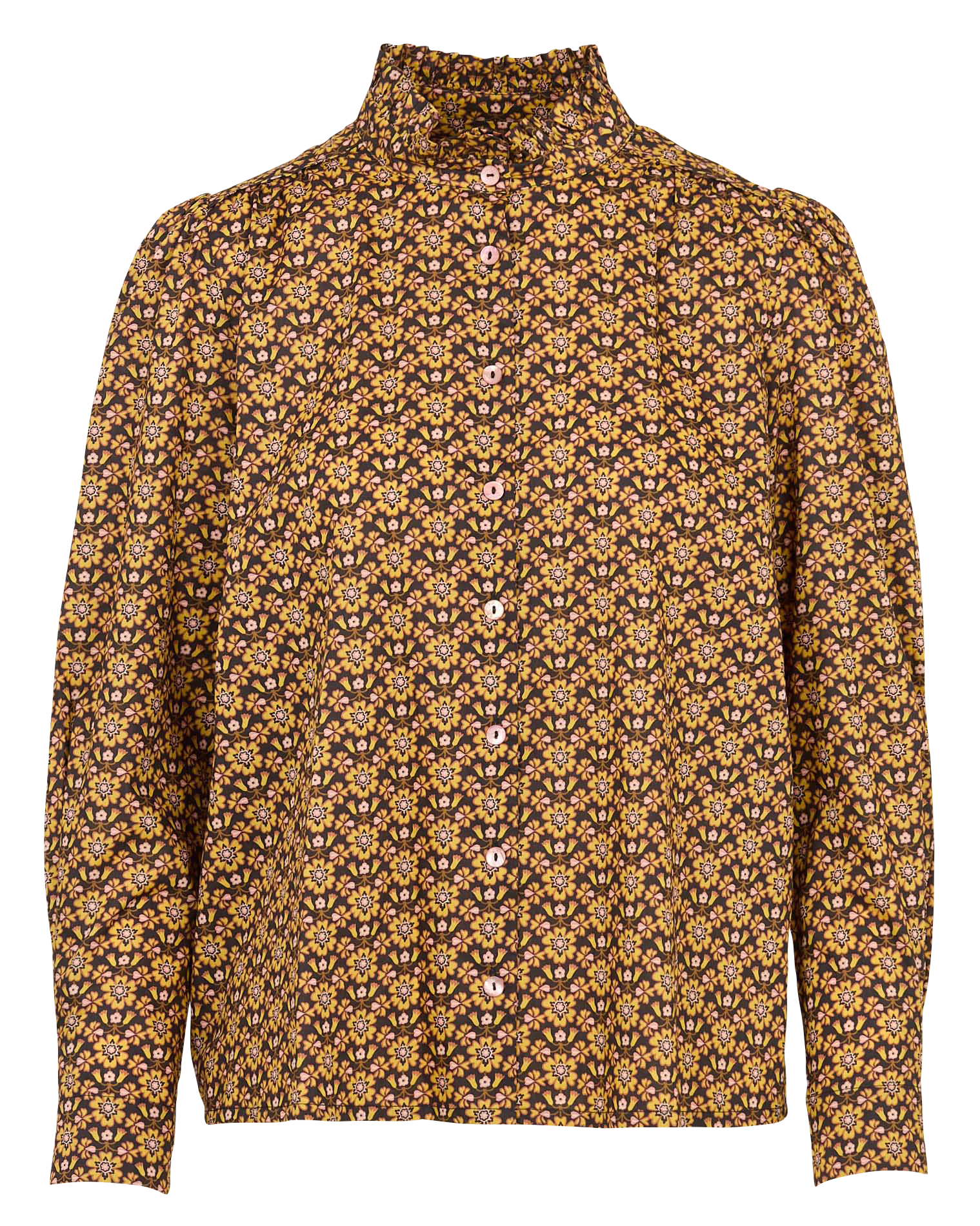 Chemise col montant imprimée COTELAC Jaune