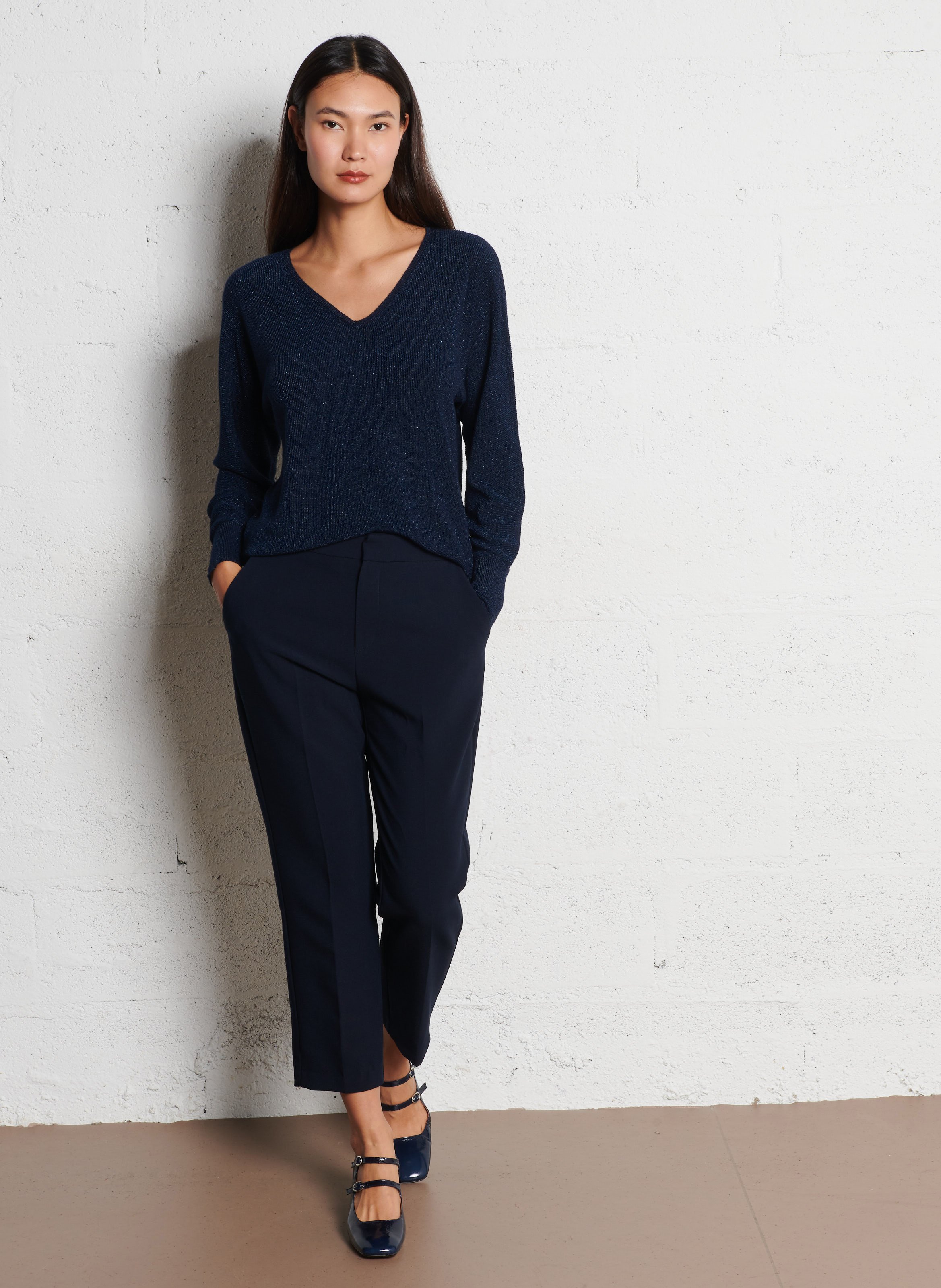 Pull ample pailleté manches chauve-souris  SUD EXPRESS Bleu