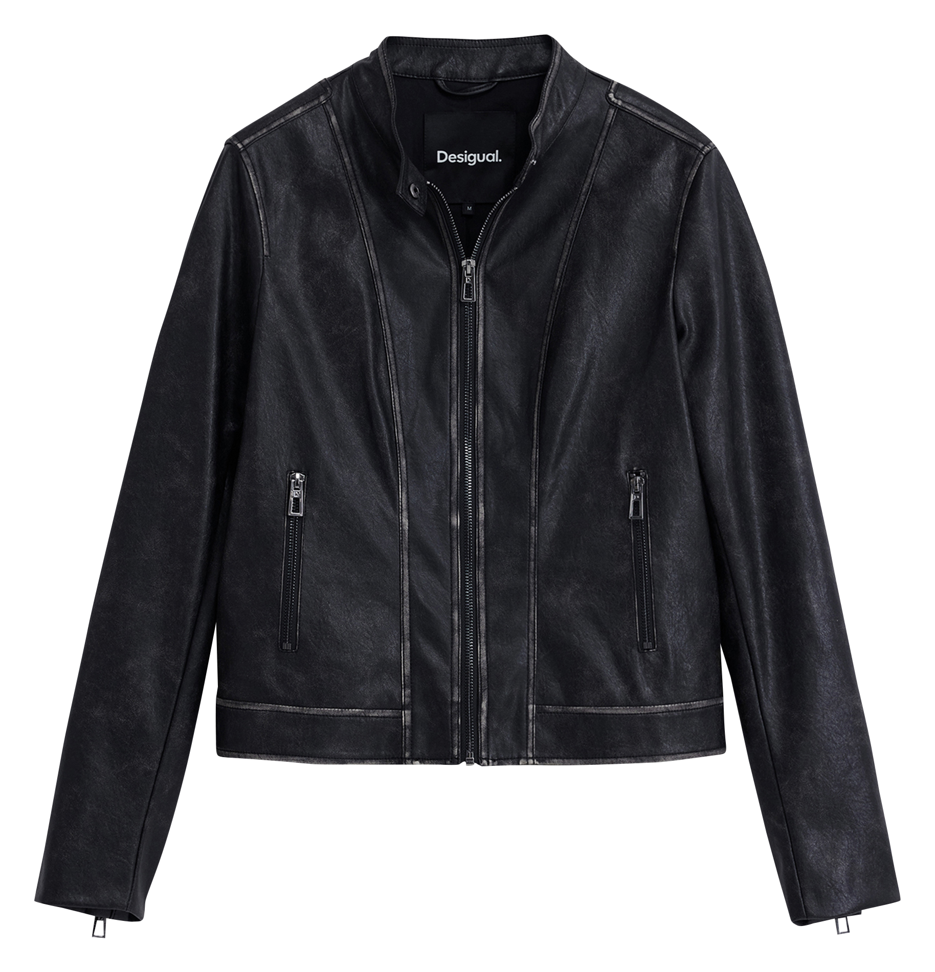 Veste droite zippée effet cuir DESIGUAL Noir