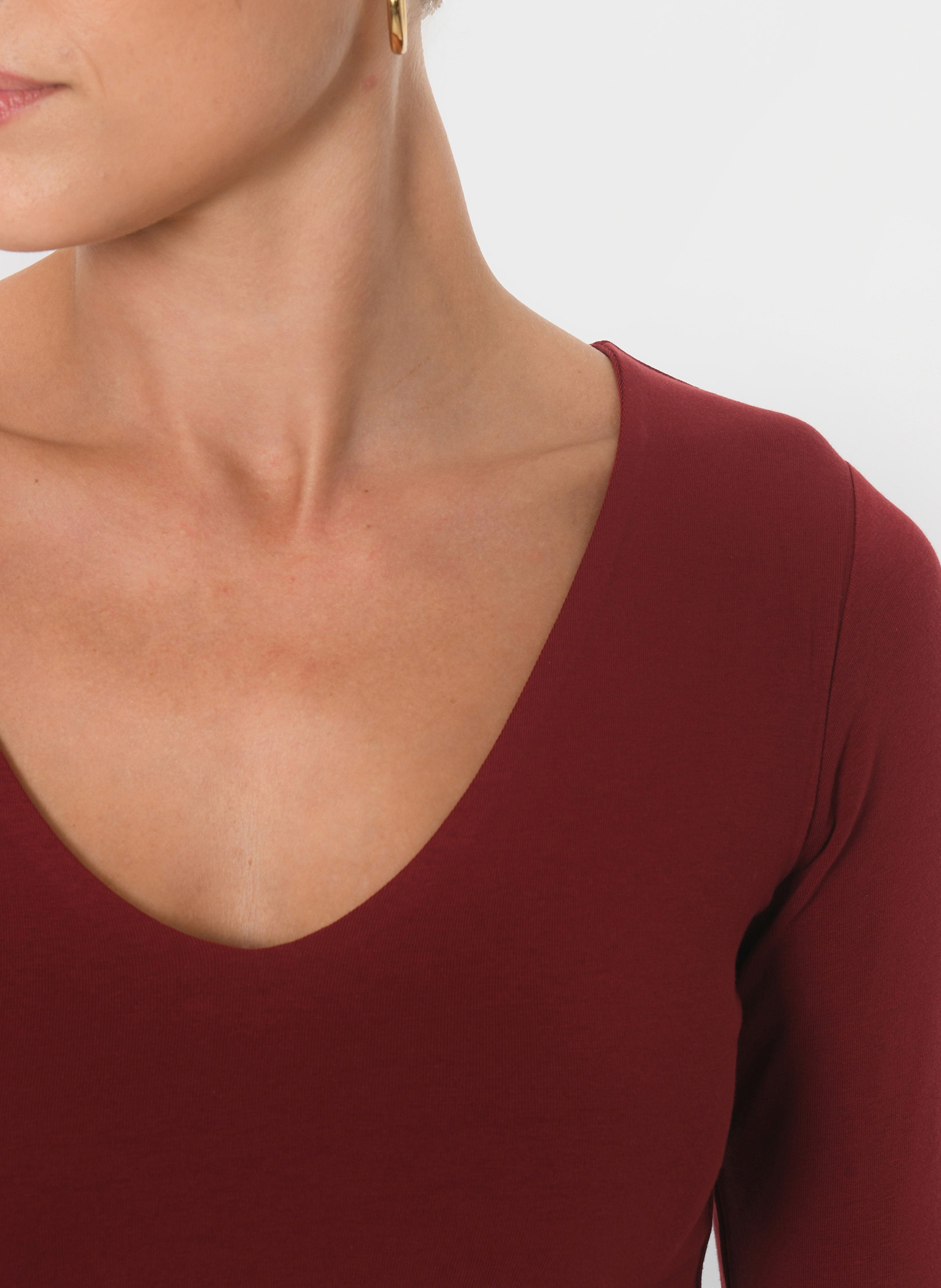 Tee-shirt moulant col rond en coton mélangé KOOKAI Rouge