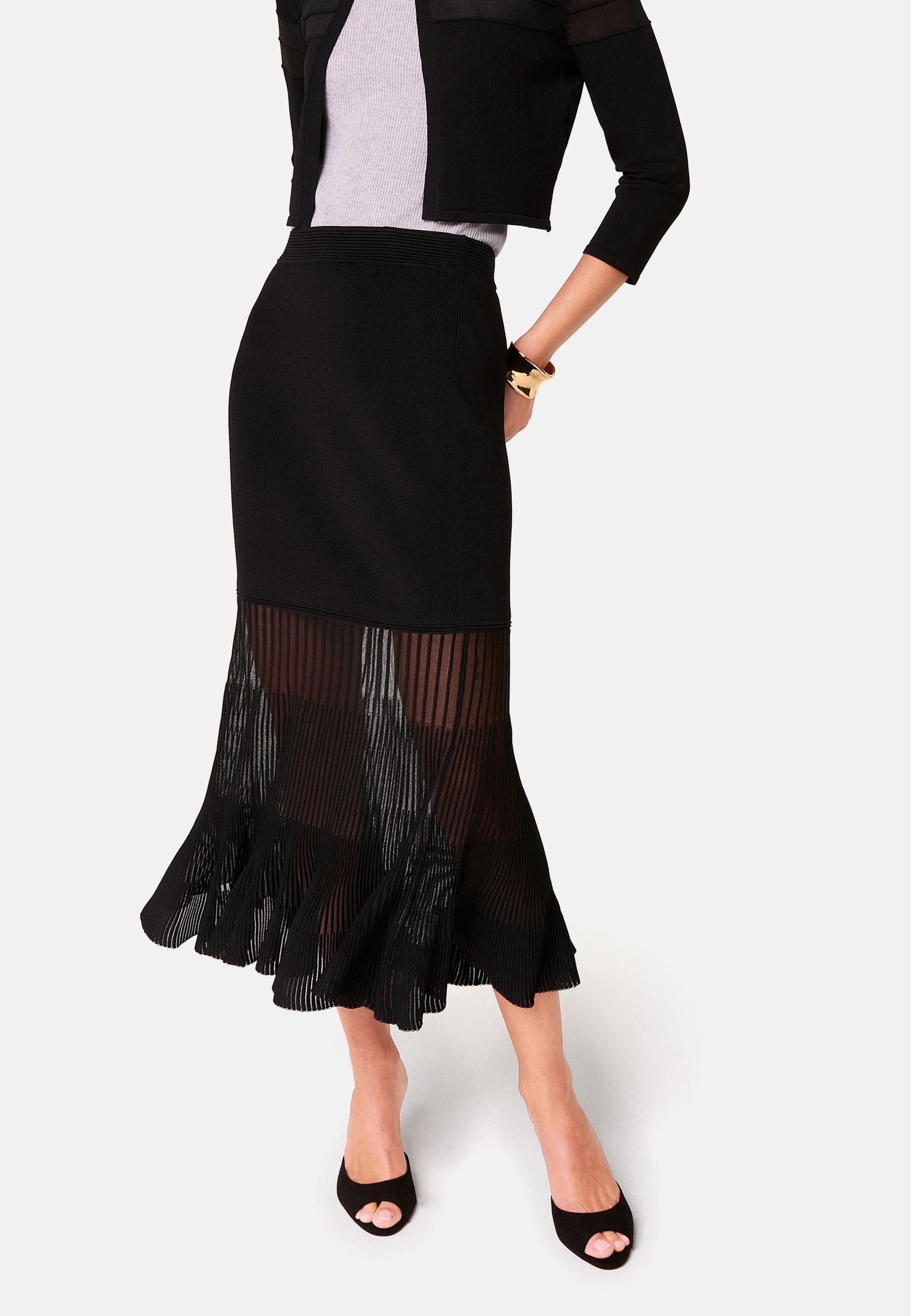 Long dual material skirt RODIER Black